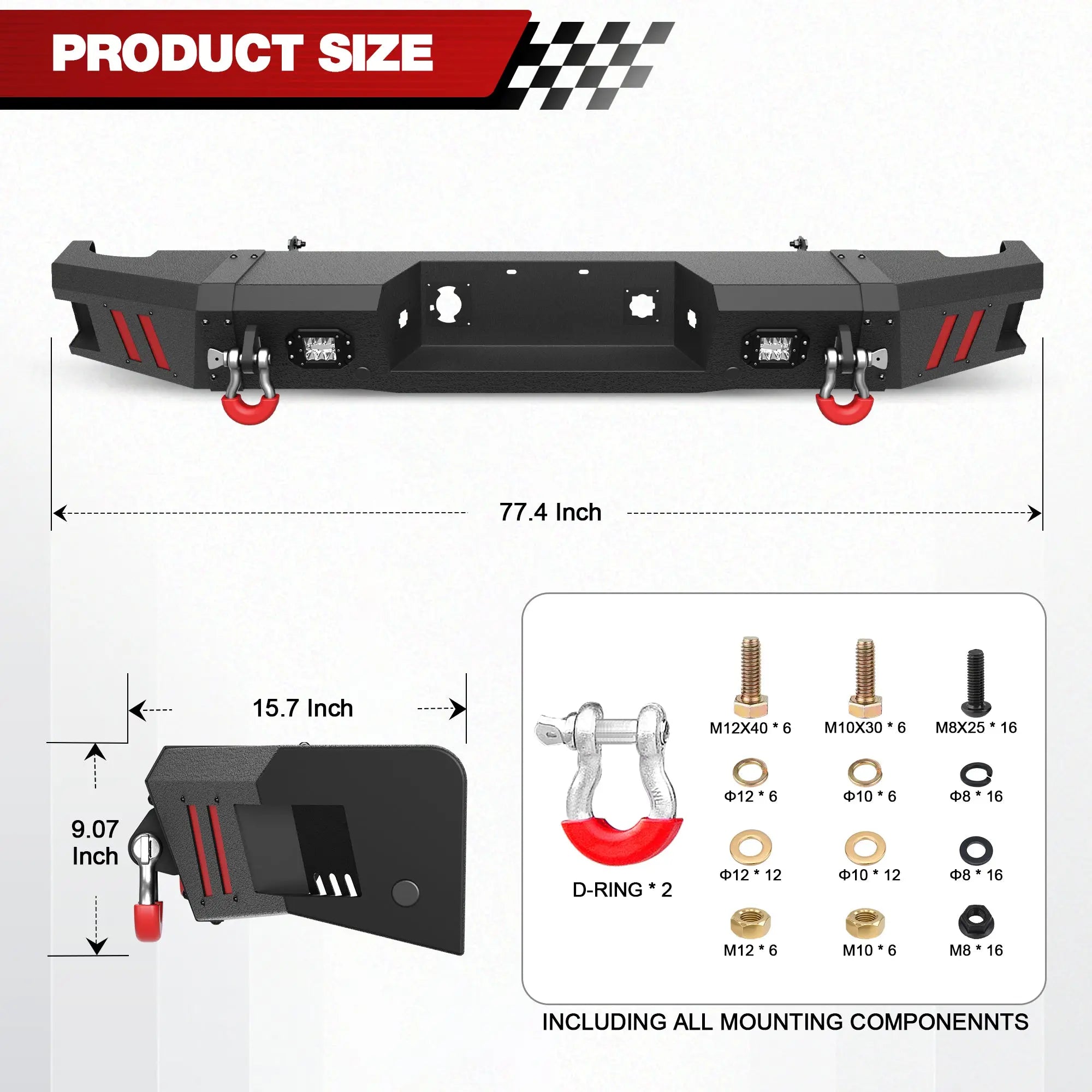 Longsun Sierra 2500/3500 HD Rear Bumper for 2011 2012 2013 2014 Chevy Silverado/GMC Sierra 2500/3500 HD