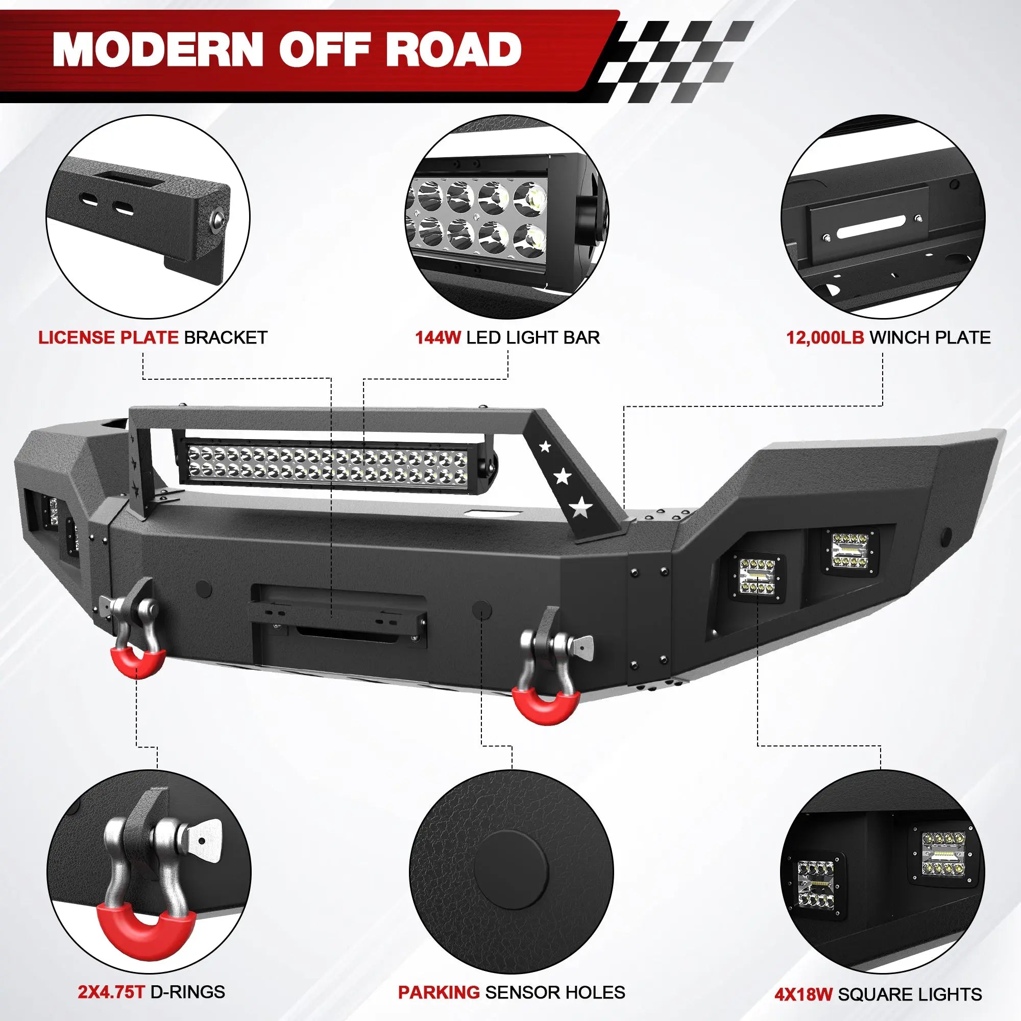 Longsun Front Bumper and Rear Bumper Combo Fit 2015 2016 2017 2018 2019 GMC Sierra 2500/3500 HD