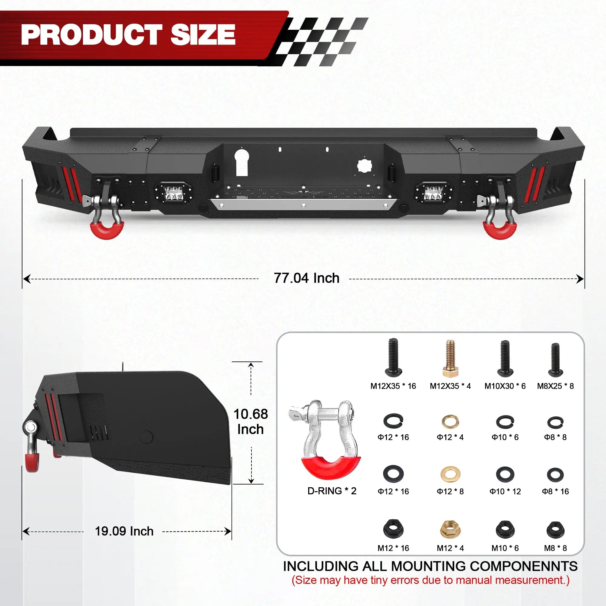 Longsun Silverado/Sierra 1500 Rear Bumper for 2019-2025 Chevy Silverado 1500/GMC Sierra 1500