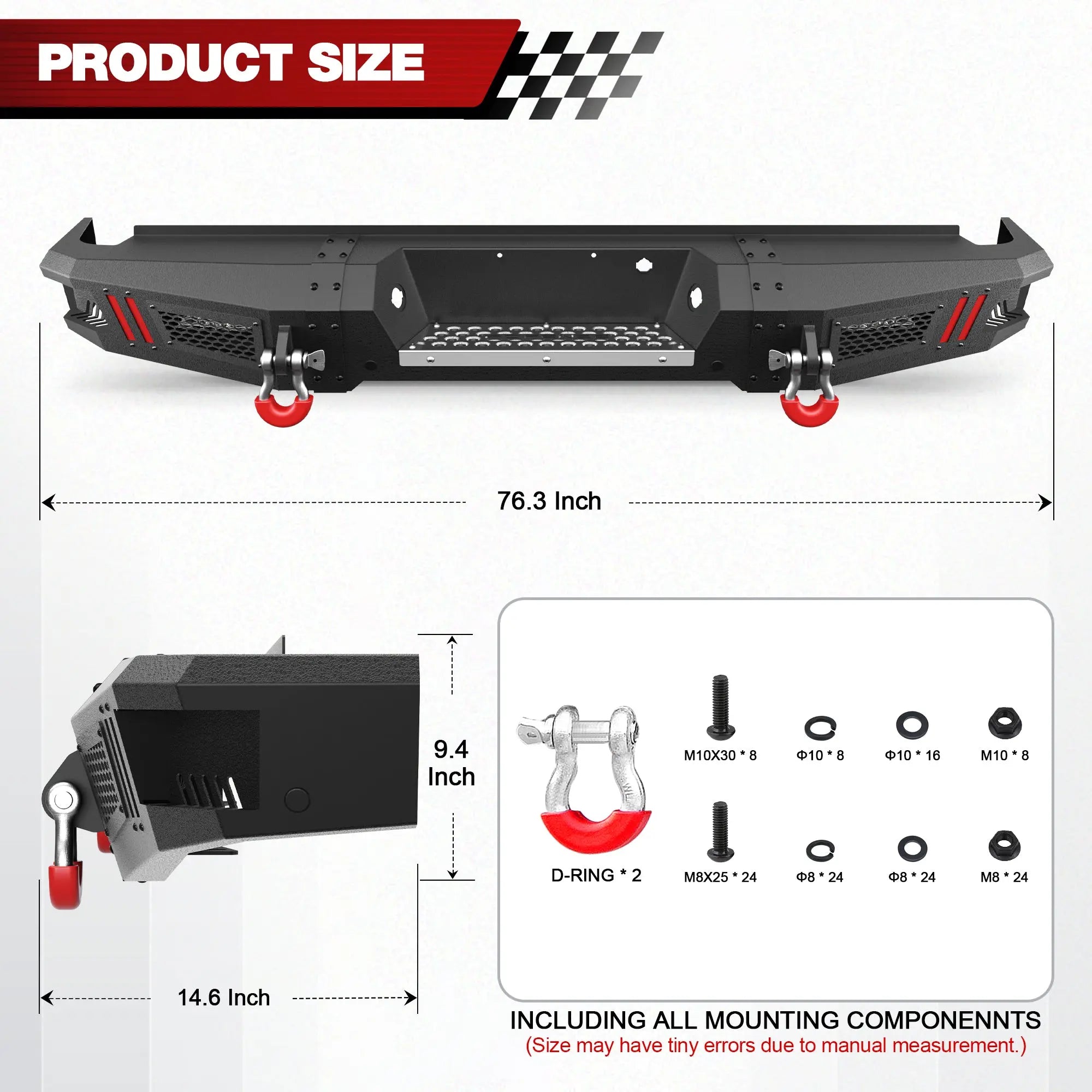 Longsun F150 Rear Back Bumper for 2009-2014 Ford F-150 (Excluding Raptor)