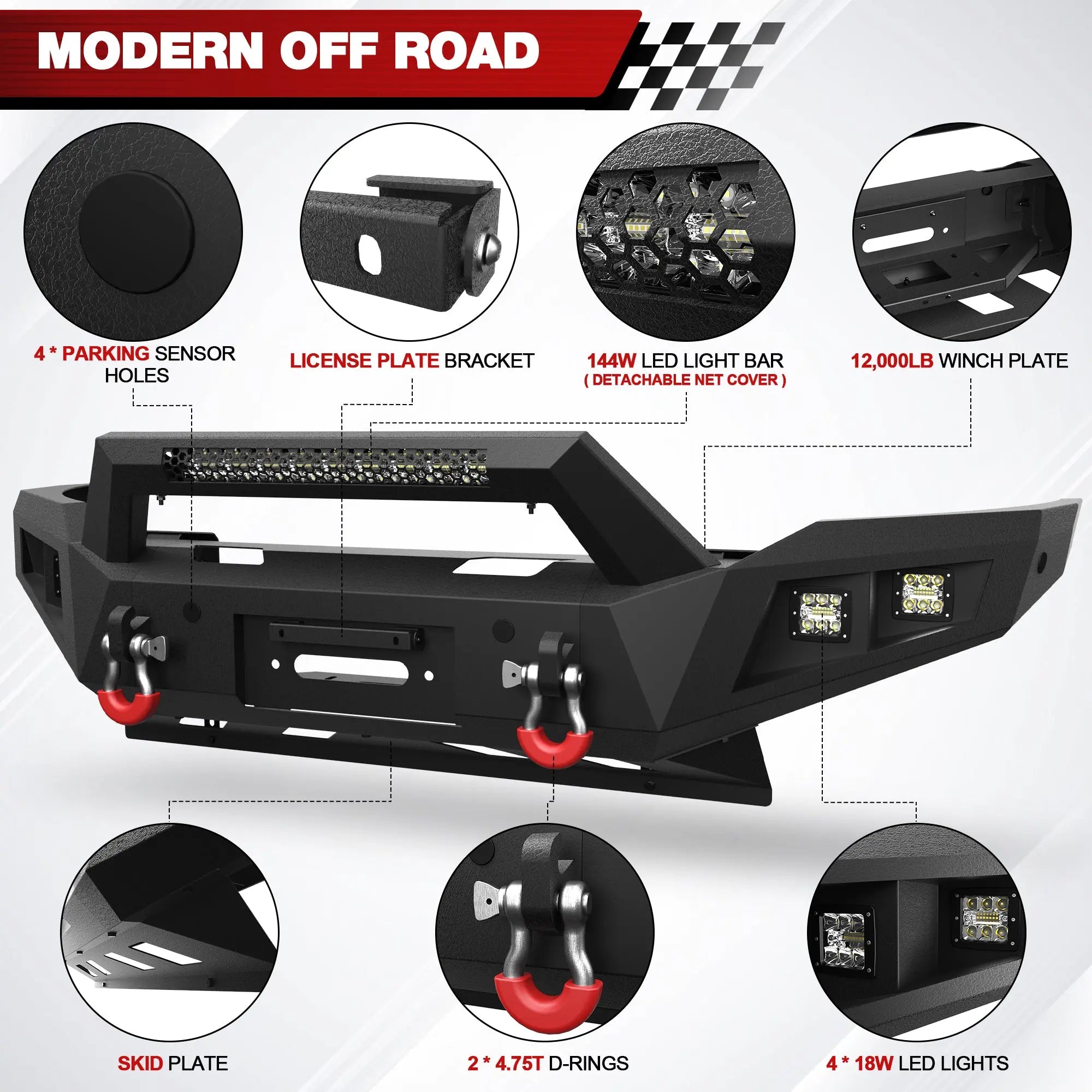 Longsun Ram Front & Rear Bumper for 2019 2020 2021 2022 2023 2024 2025 2026 Ram 2500 & 3500