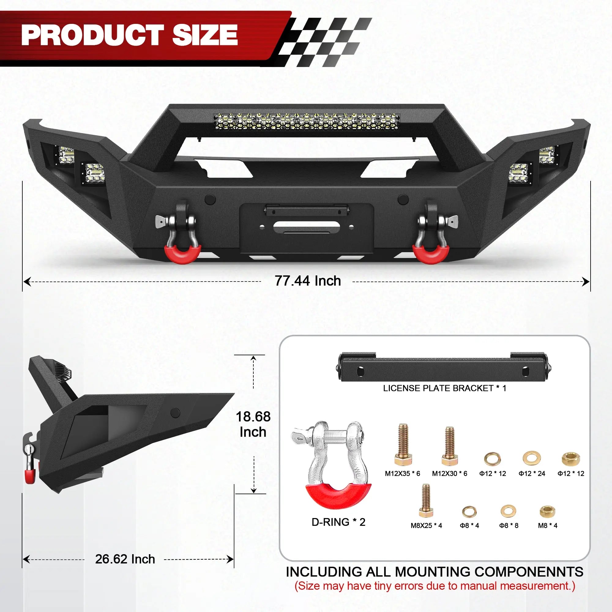 Longsun F150 Front Bumper for 2018 2019 2020 Ford F150 Pickup Trucks (Excluding Raptor)