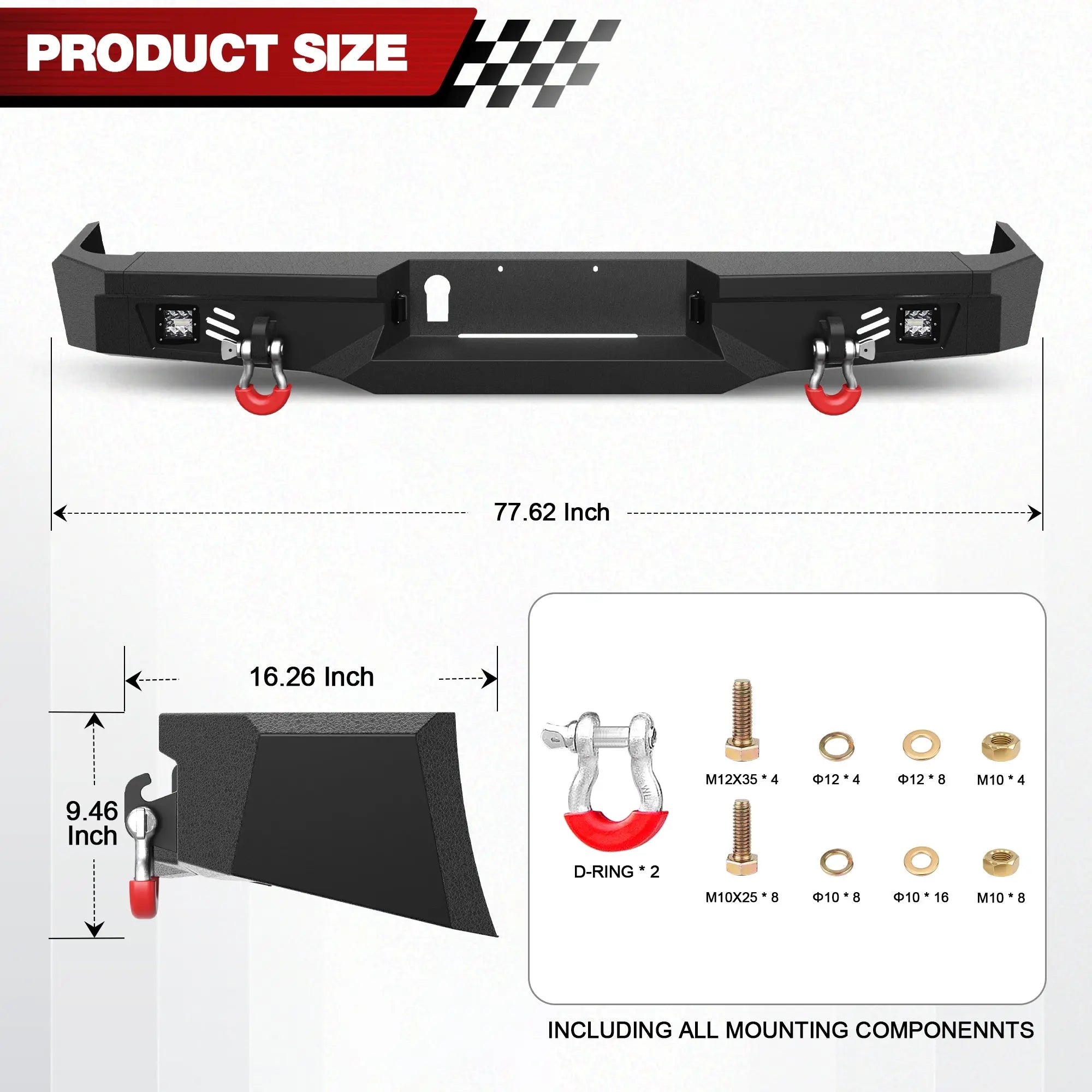 Longsun Ram 1500 Rear Bumper for 2009-2018 Ram 1500 Pickup and 2019-2025 Ram 1500 Classic Only