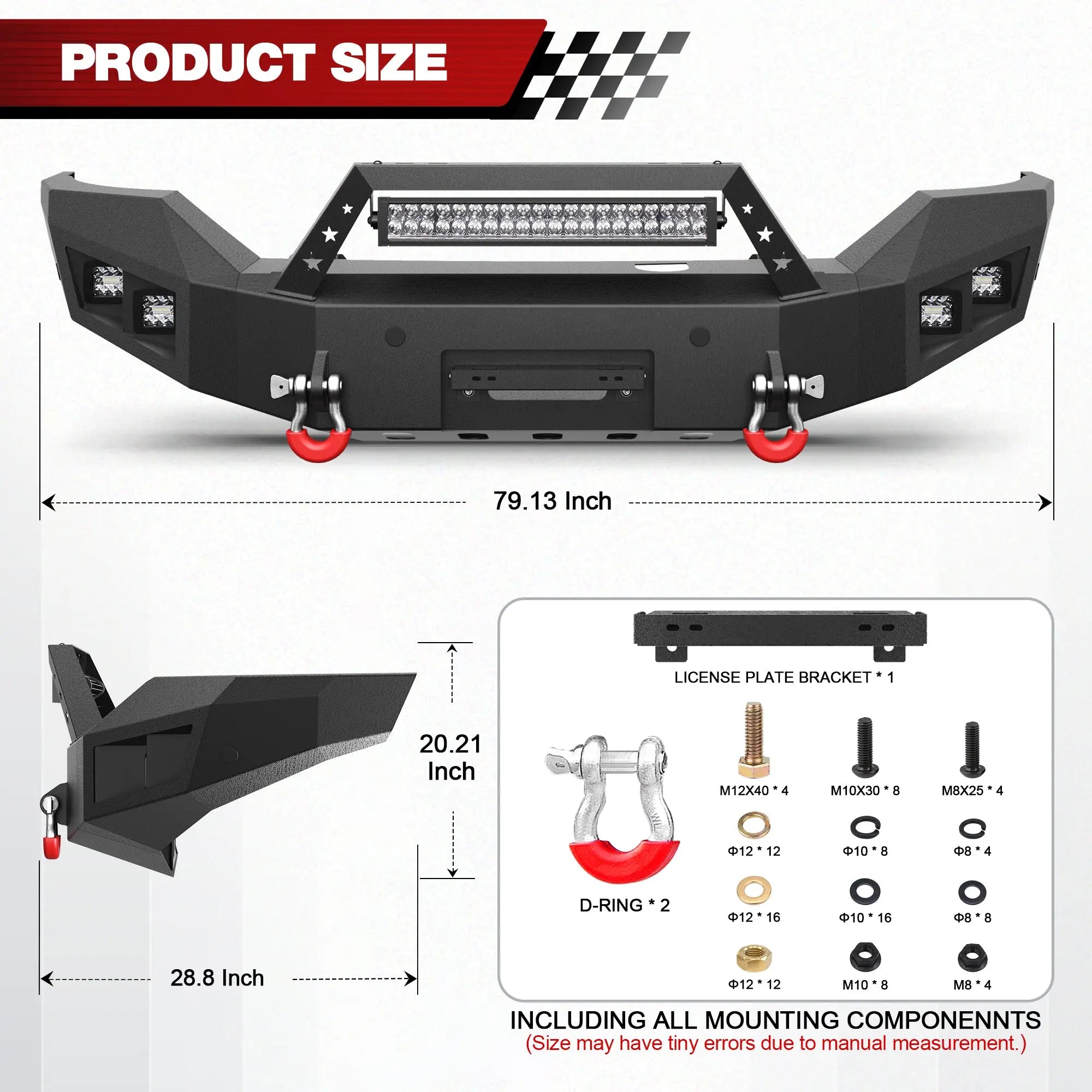 Longsun Sierra 1500 Front Bumper for 2016 2017 2018 GMC Sierra 1500 w/Winch Plate
