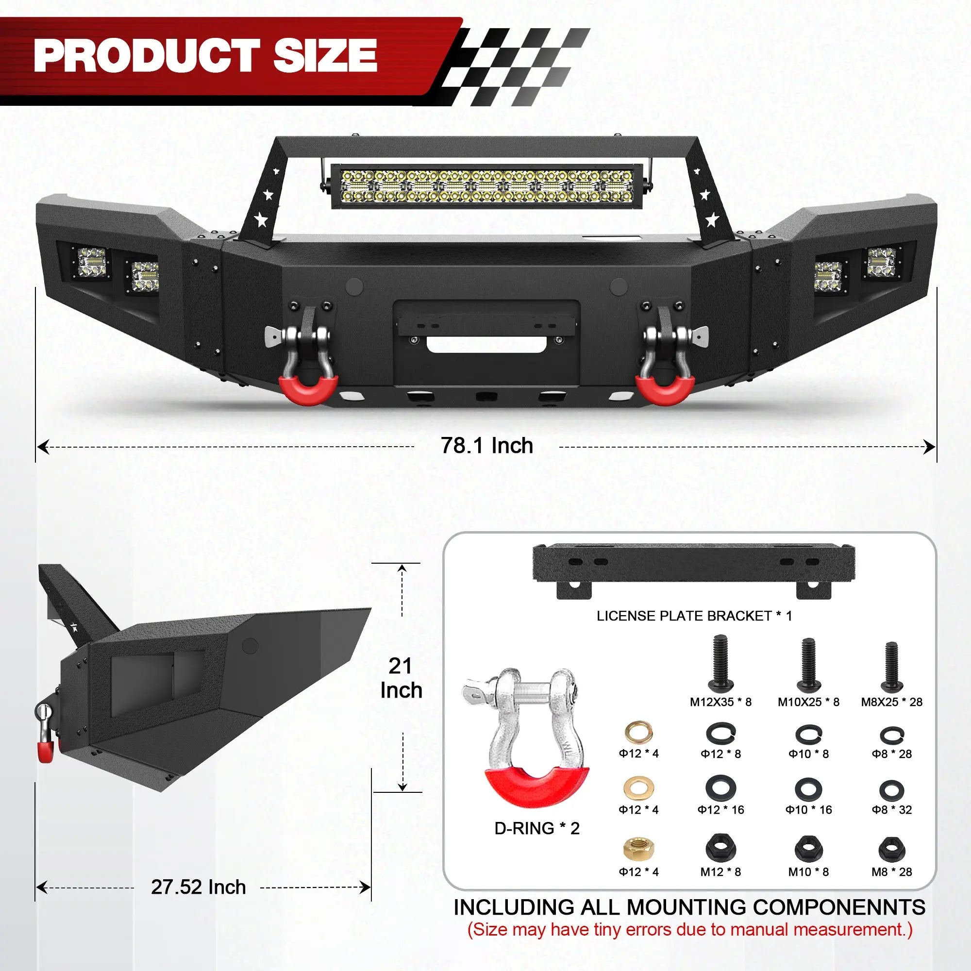 Longsun F150 Front Bumper for 2018 2019 2020 Ford F150 Pickup w/Winch Plate (Excluding Raptor)