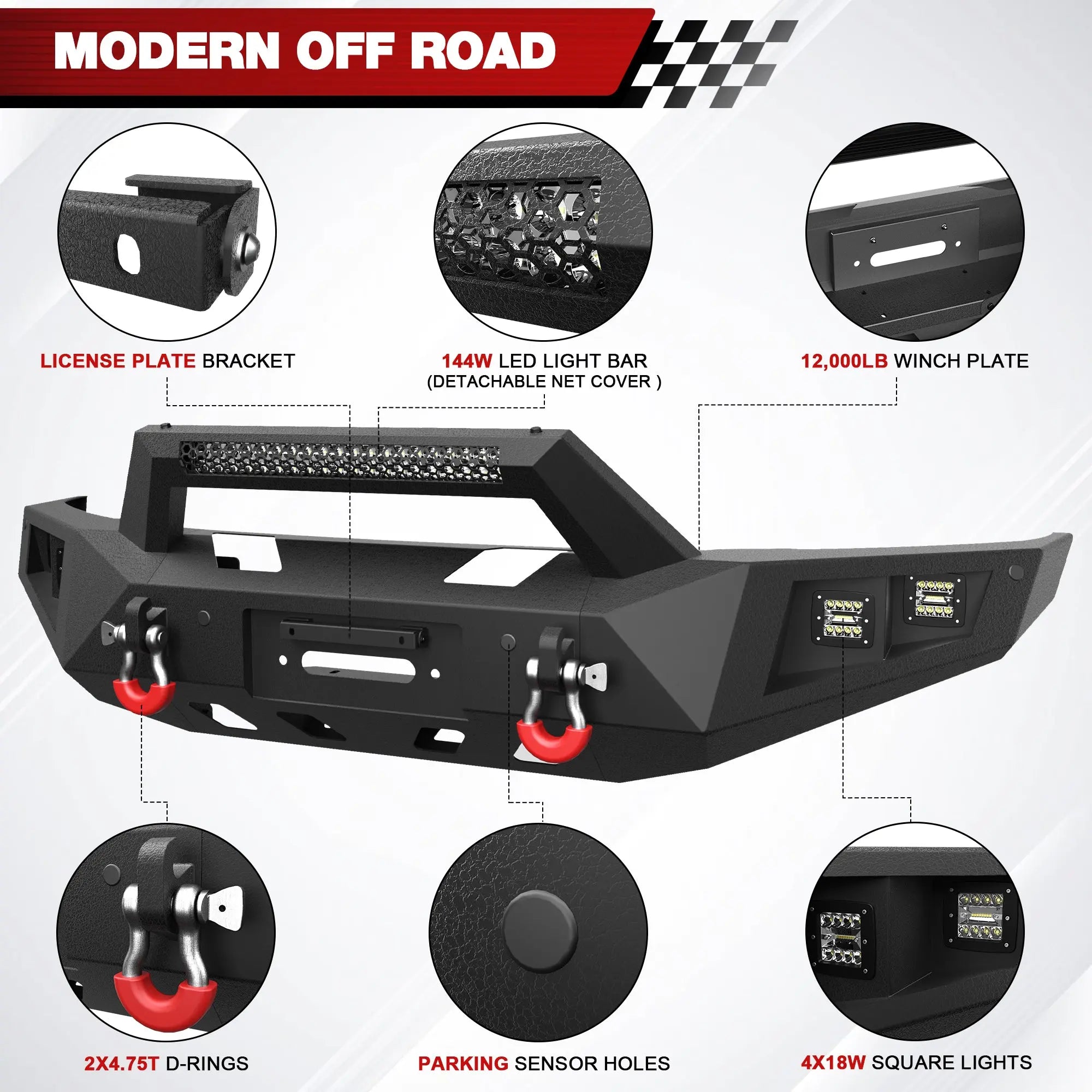 Longsun F150 Front and Rear Bumper for 2015 2016 2017 Ford F150 (Excluding Raptor and Ecoboost)