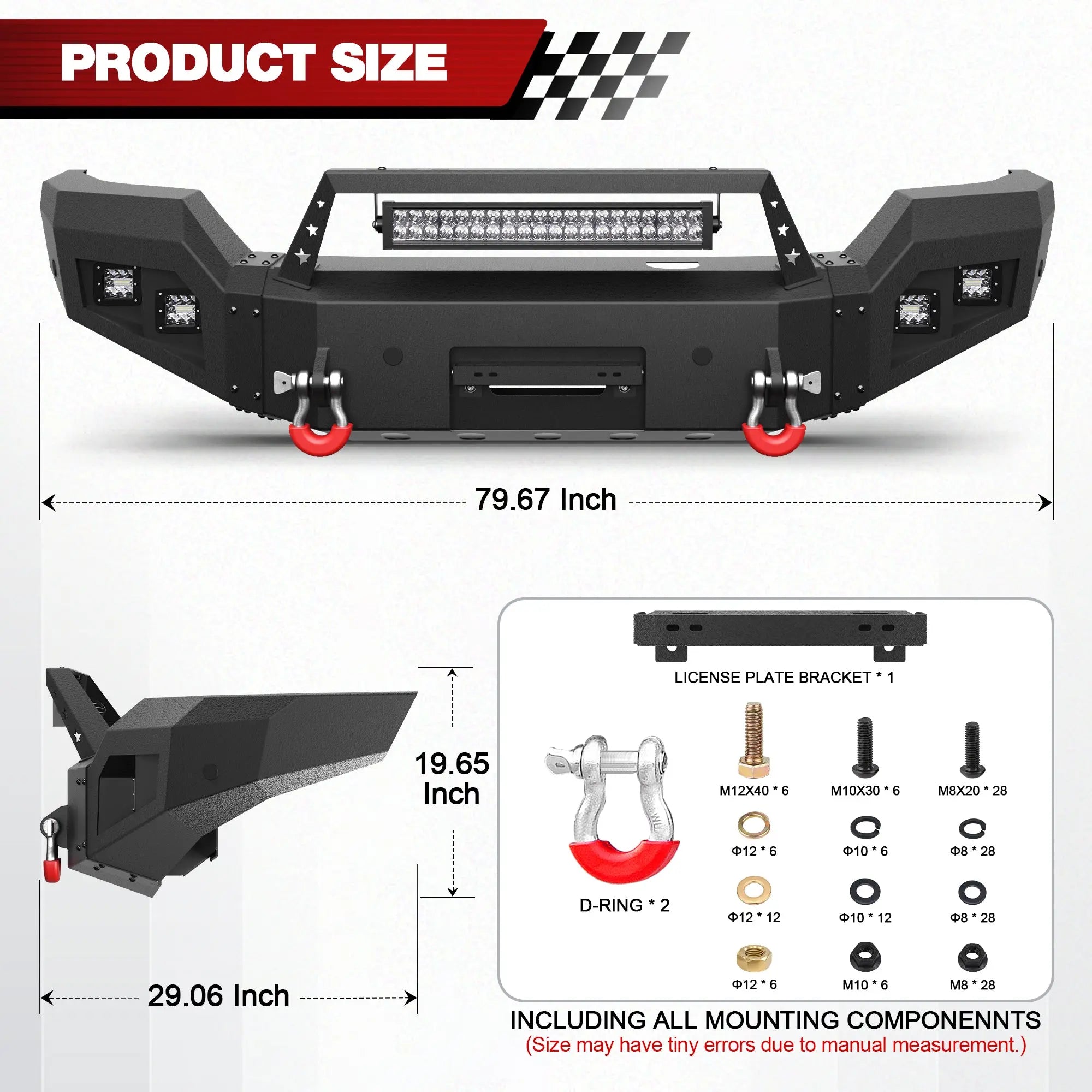 Longsun Front Bumper Compatible with GMC Sierra 2500/3500 HD 2015 2016 2017 2018 2019 with Winch Plate