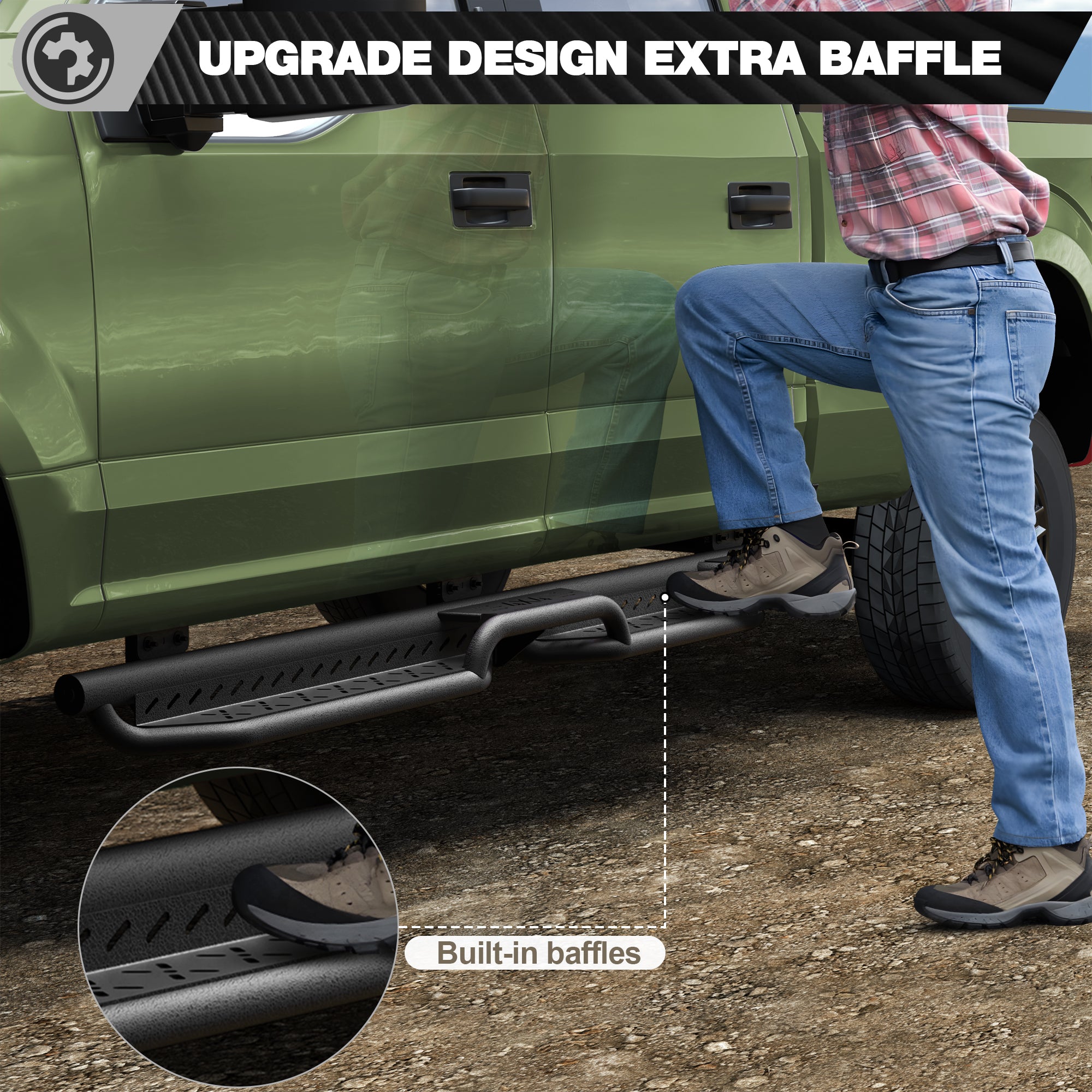 F250 Running Boards Side Steps Compatible for 1999-2016 Ford F250 SuperCrew (4 Door)