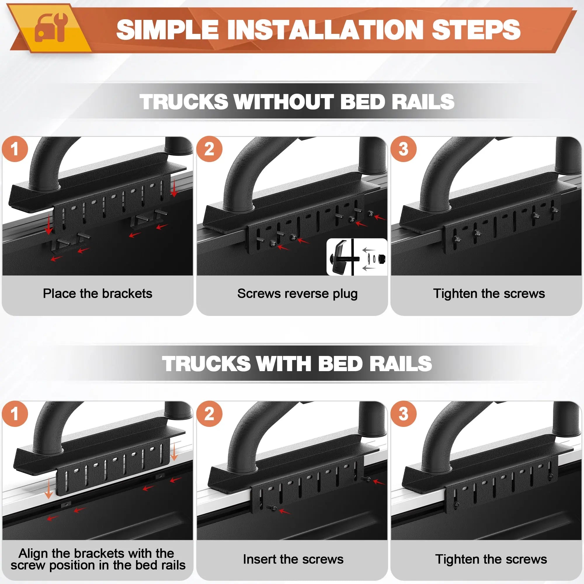 Truck Roll Bar with Cargo Basket for F-150, Ram 1500, Silverado 1500, Sierra 1500, Tundra & Titan, Steel Chase Rack Sport Bar