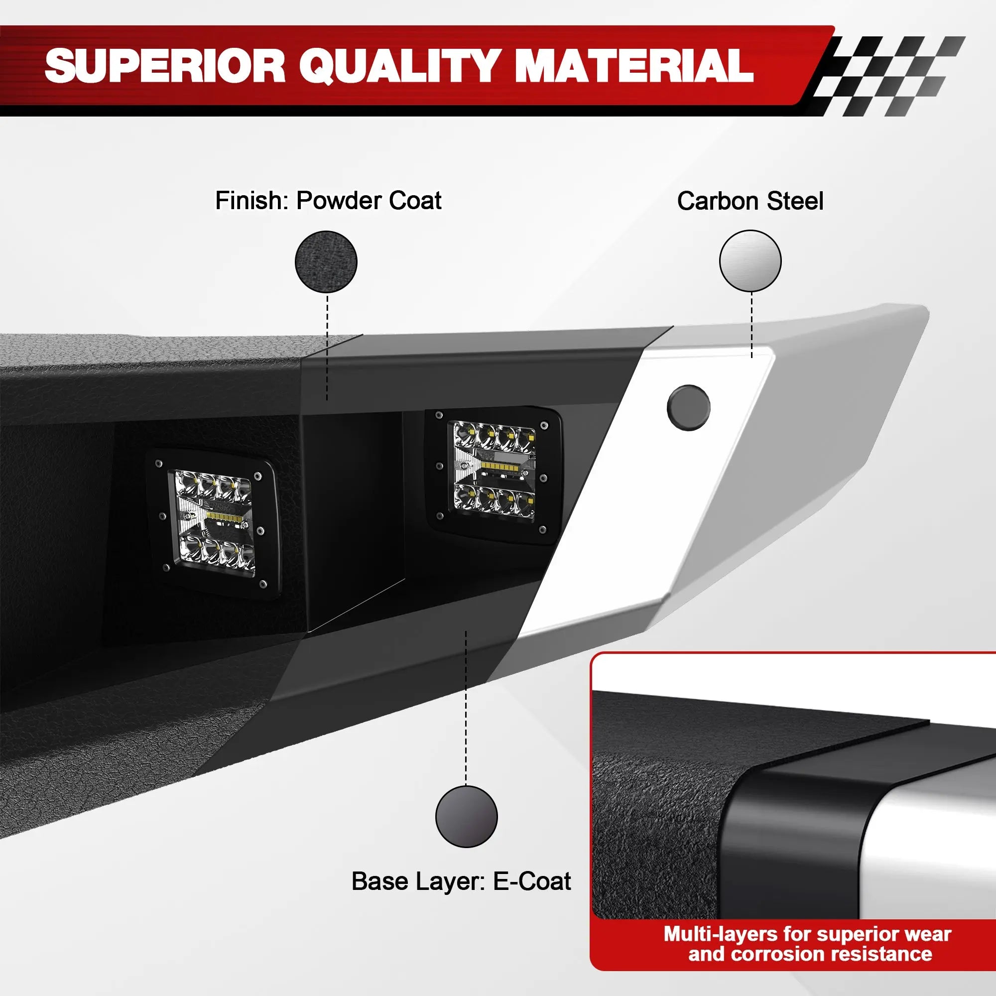 Longsun Front Bumper Offroad Bumper for 2015 2016 2017 Ford F150 Pickup Truck (Excluding Raptor & Ecoboost)