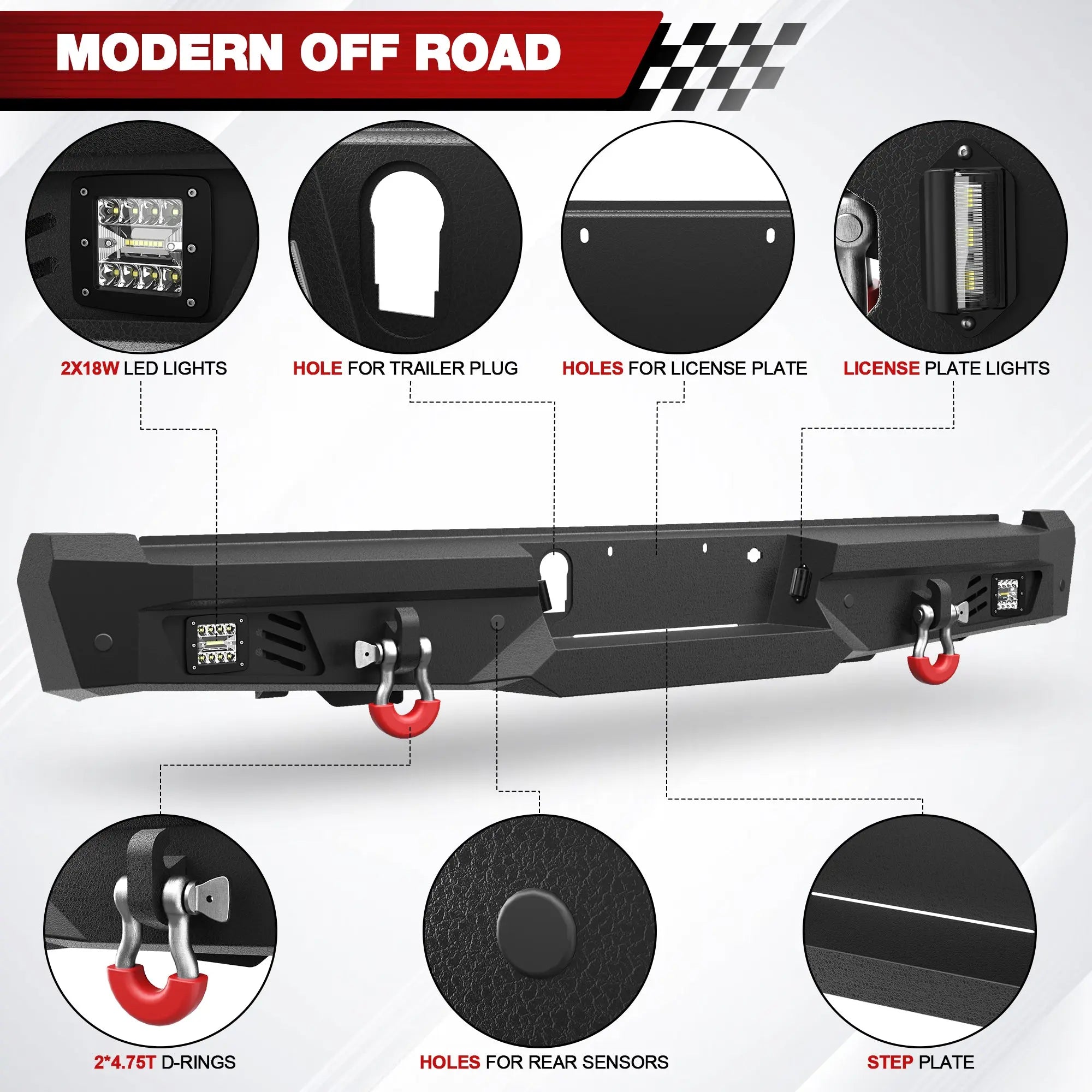 Longsun F150 Front and Rear Bumper for 2015 2016 2017 Ford F150 (Excluding Raptor and Ecoboost)