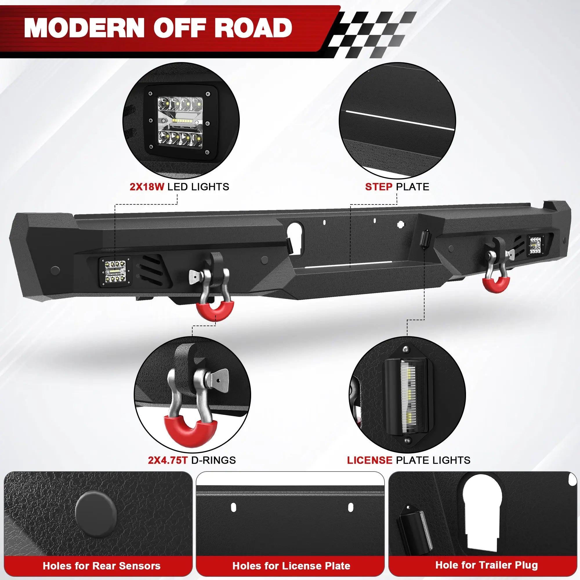 Longsun F150 Front and Rear Bumper Set for 2018 2019 2020 Ford F150 Pickup Truck (Not Fit Raptor)