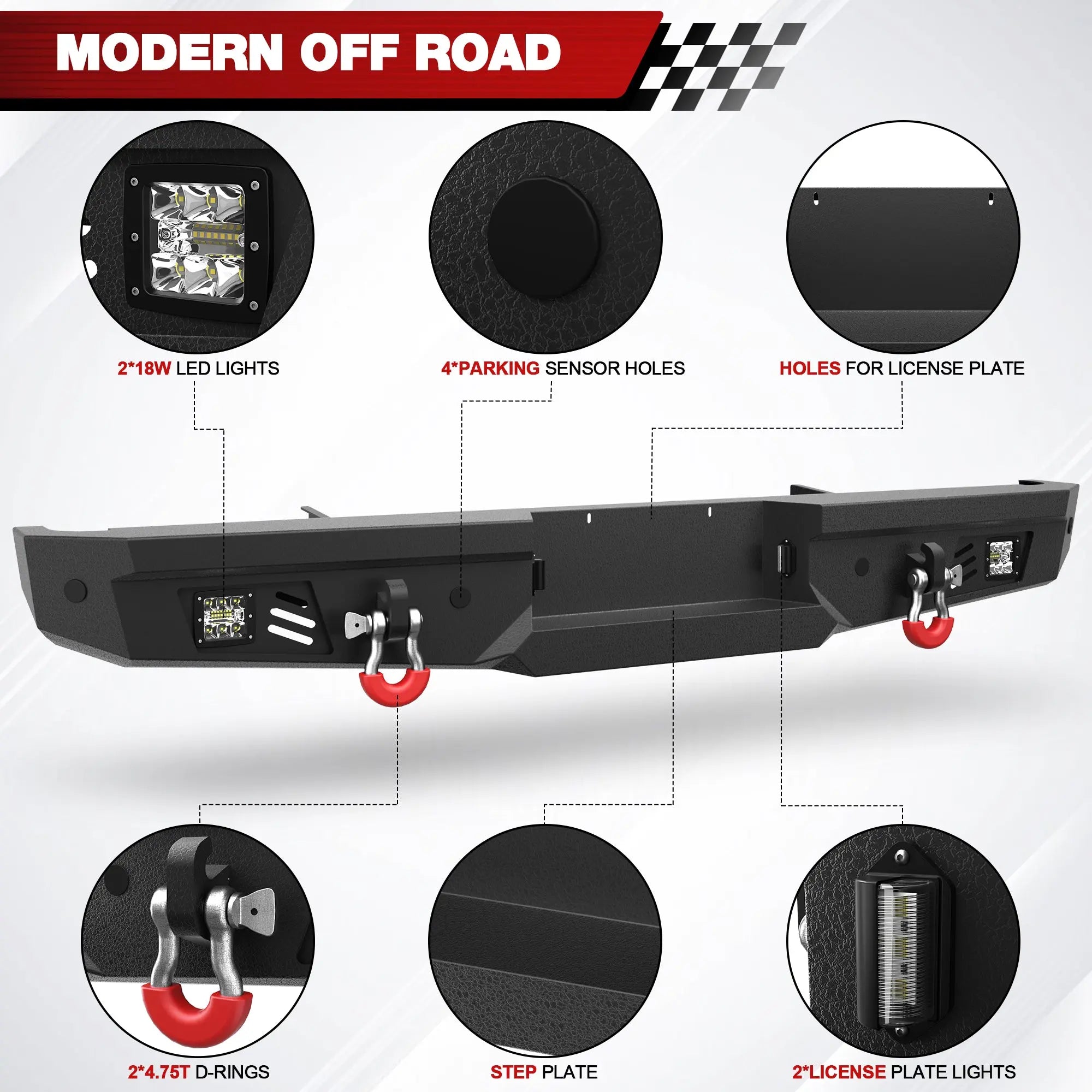 Longsun F150 Front Rear Bumper Set for 1992-1997 Ford F150 F250 F350