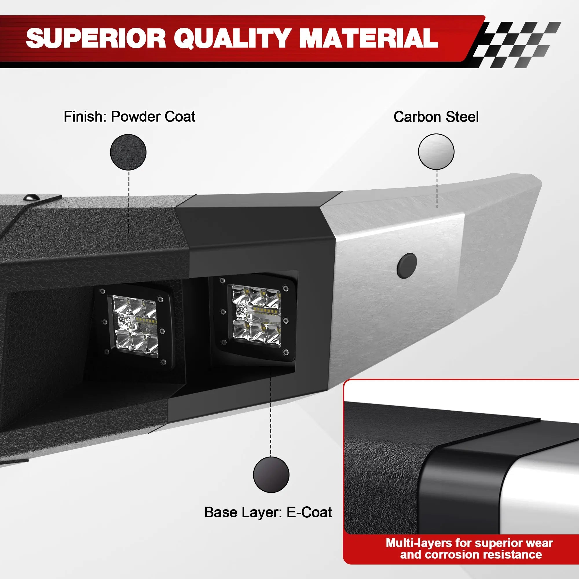 Longsun F150 Full Width Front Bumper with Winch Plate for 2009-2014 Ford F-150 (Excluding Raptor)