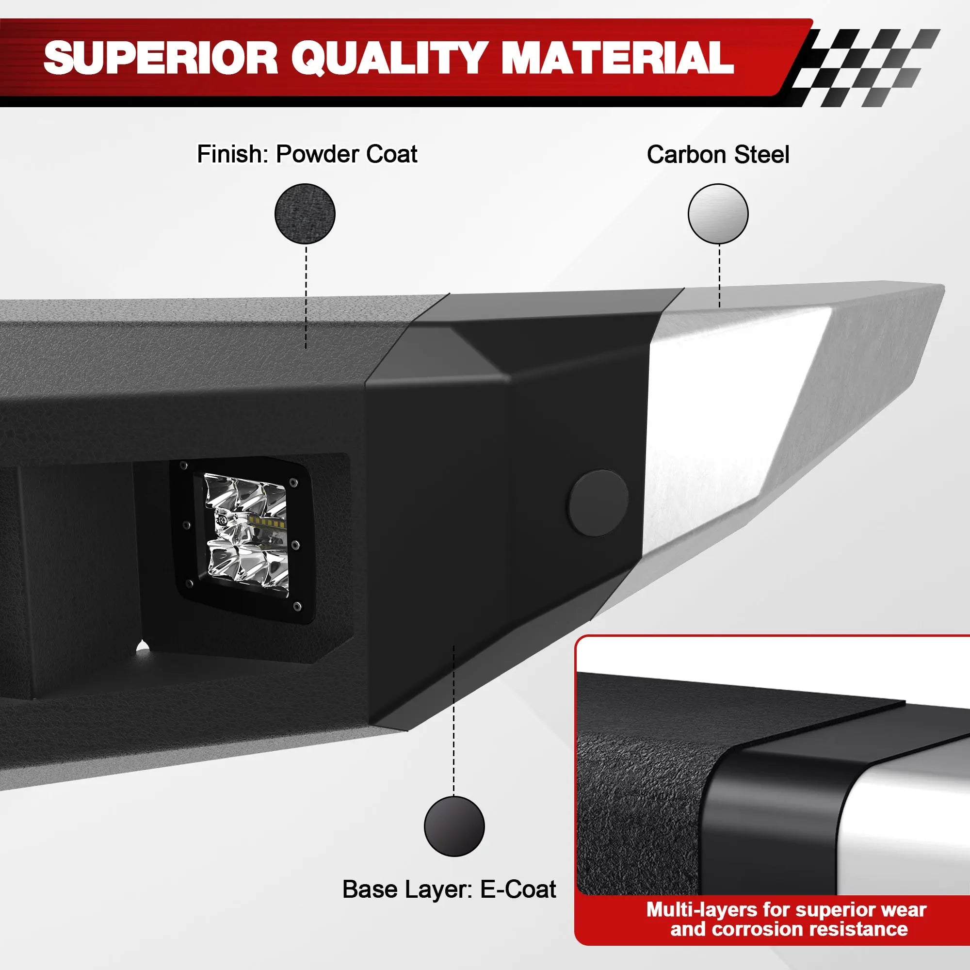 Longsun F150 Front Bumper w/Winch Plate for 2010 2011 2012 2013 2014 Ford F150 SVT Raptor
