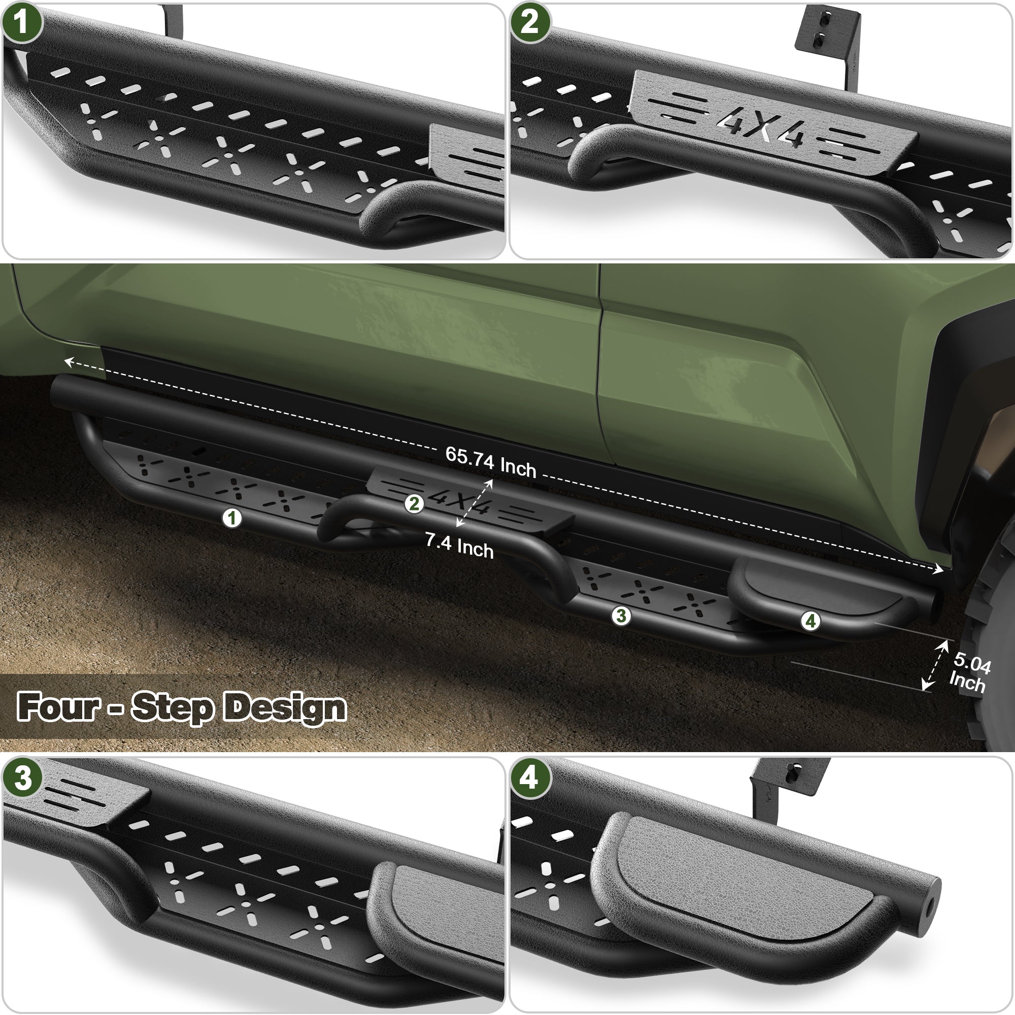 Running Boards Side Steps Compatible with 2014-2024 Toyota 4Runner SR5, 2015-2024 TRD Pro & 2017-2024 TRD 2PCS Nerf Bars