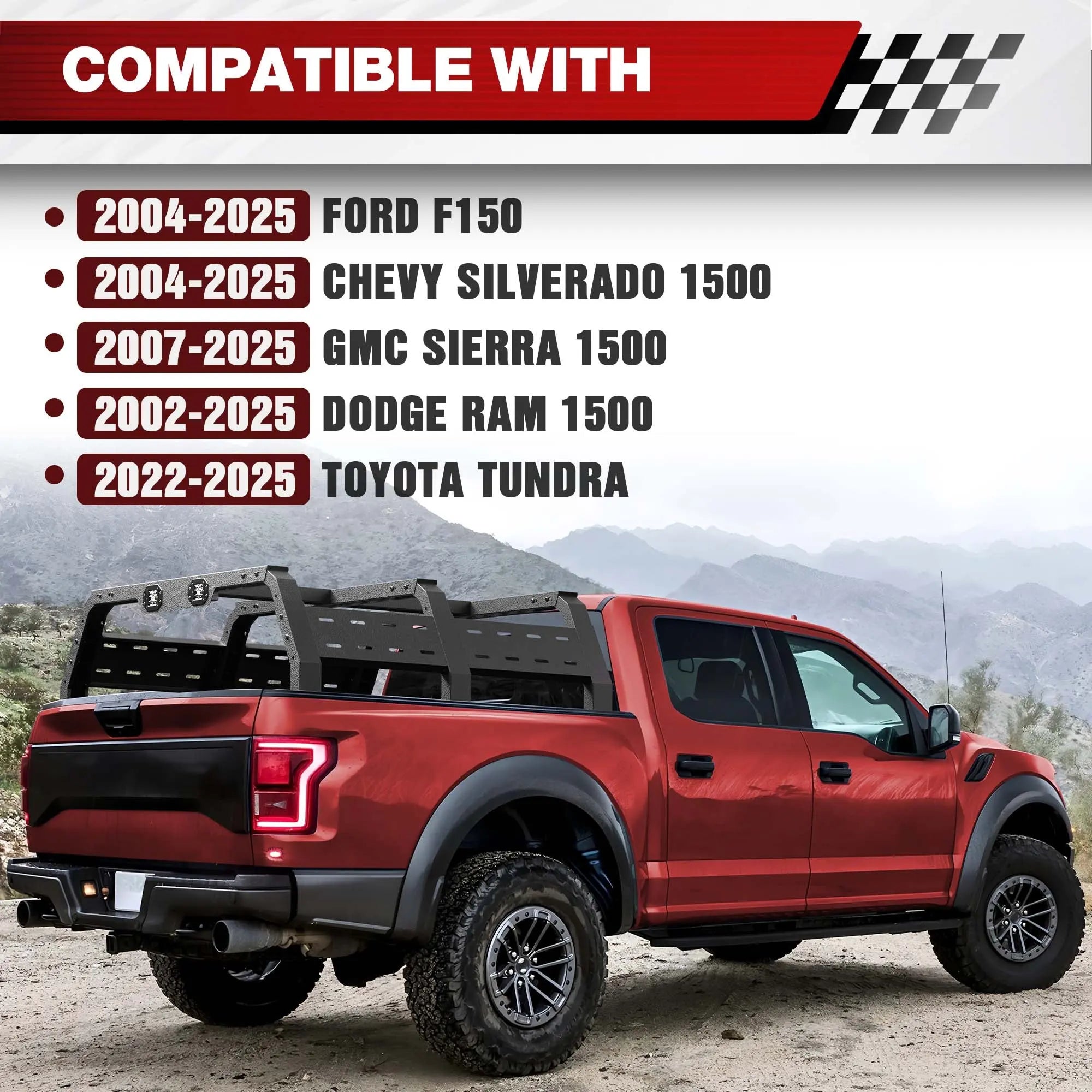 Truck Bed Rack for Full Size Pickup Trucks Without Bed Rails