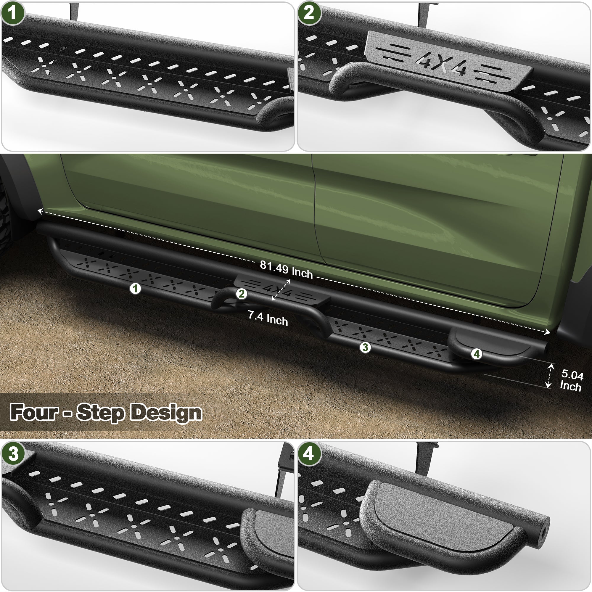 Ranger Running Boards Side Step Ford Ranger 2019 2020 2021 2022 2023 2024 SuperCrew(4 Door)
