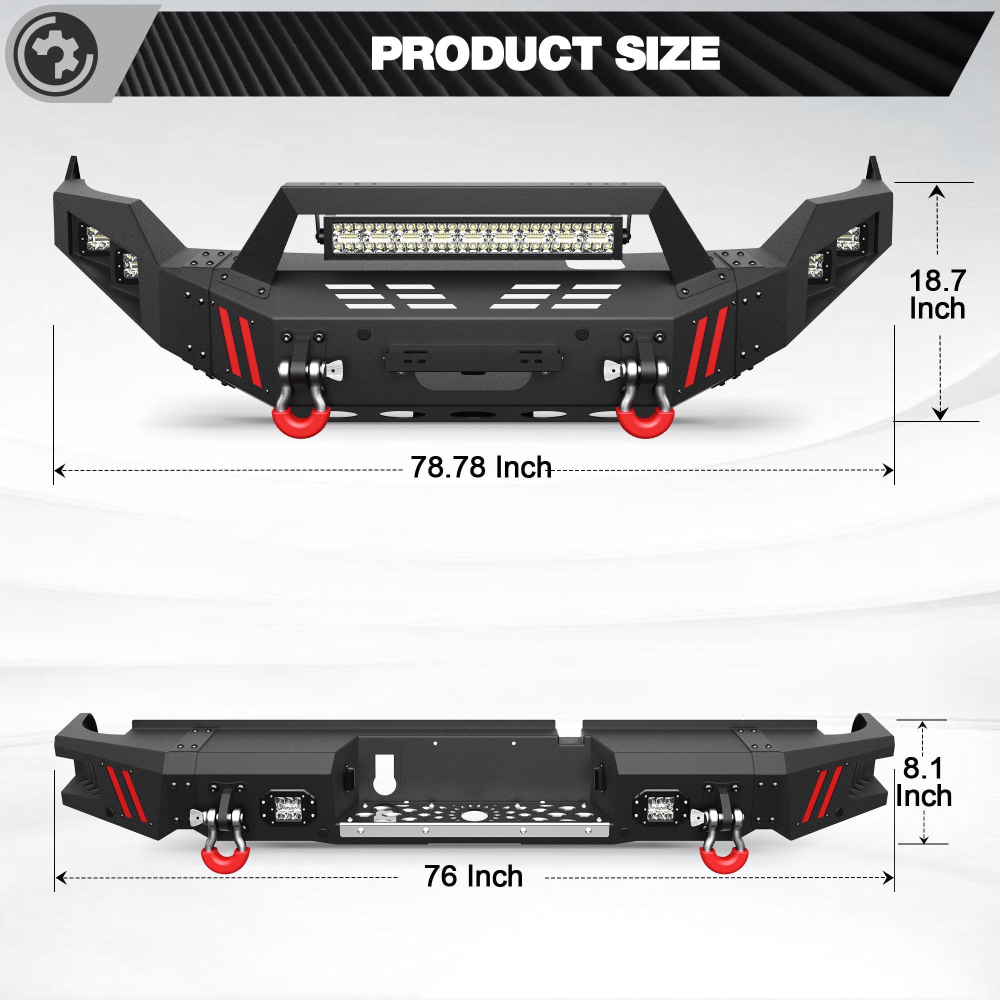 Ram 1500 Front and Rear Bumper Set for 2013-2018 Ram 1500 (Exclude Rebel) and 2019-2024 Ram 1500 Classic (Exclude Warlock)