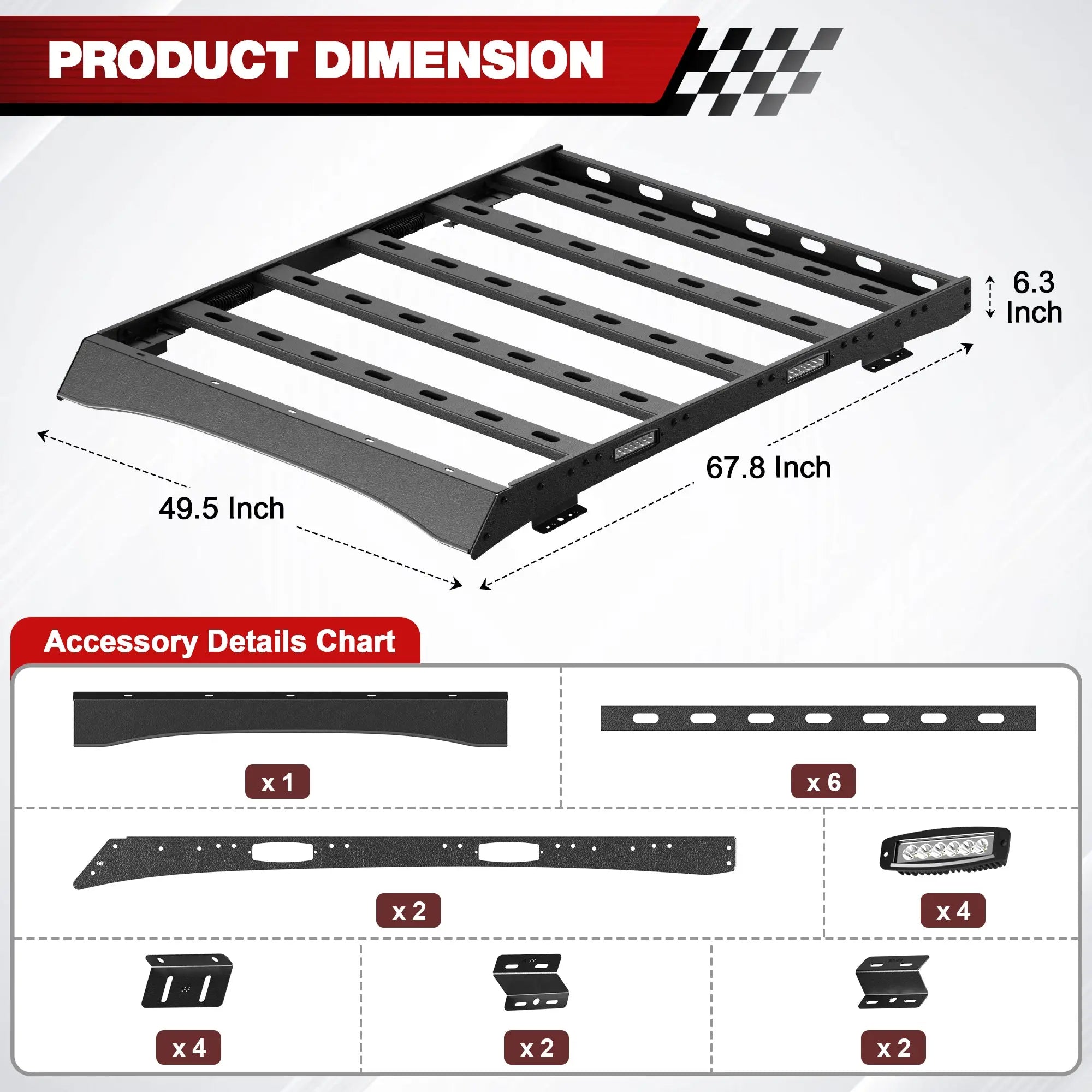 Longsun Roof Rack for 2017-2022 Ford F-250 F-350 F-450 Super Duty, Heavy-Duty Cargo Carrier, 800 lbs Capacity, Black