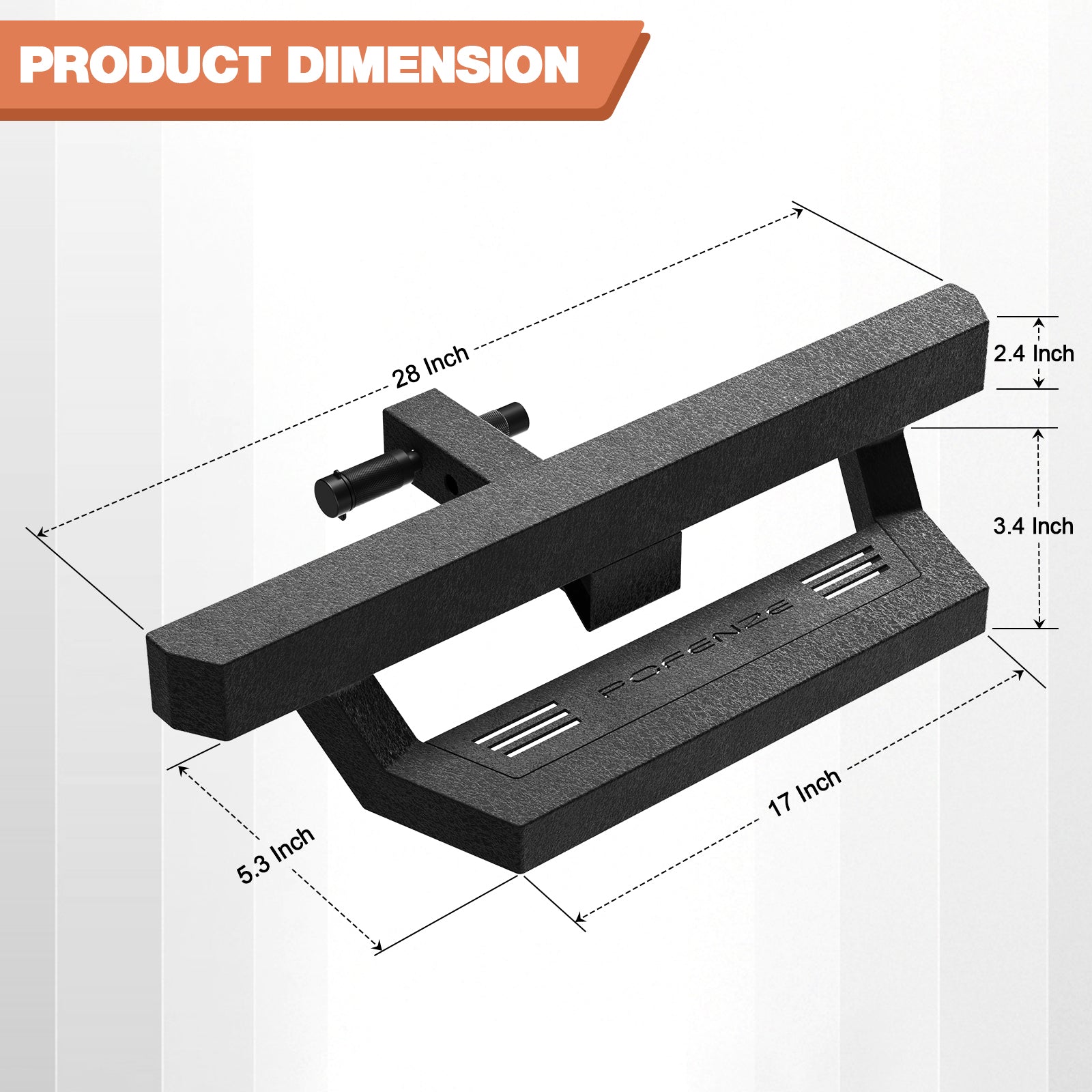 Hitch Step for 2” Receiver, Heavy Duty Steel Trailer Hitch Step with Locking Pin & Anti-Theft, Non-Slip Bumper Guard for Truck, SUV, RV – 350 lbs Capacity