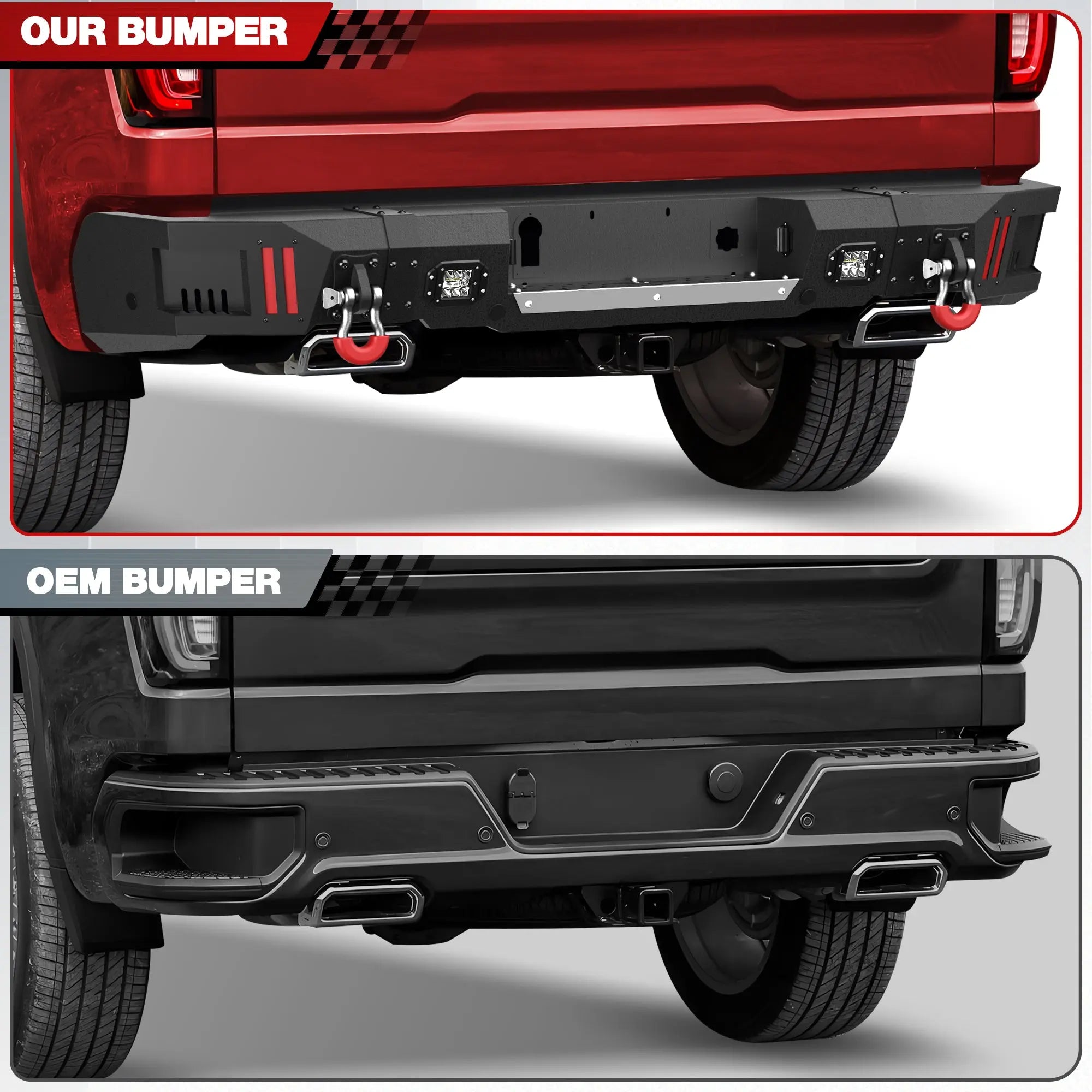 Longsun Silverado/Sierra 1500 Rear Bumper for 2019-2025 Chevy Silverado 1500/GMC Sierra 1500