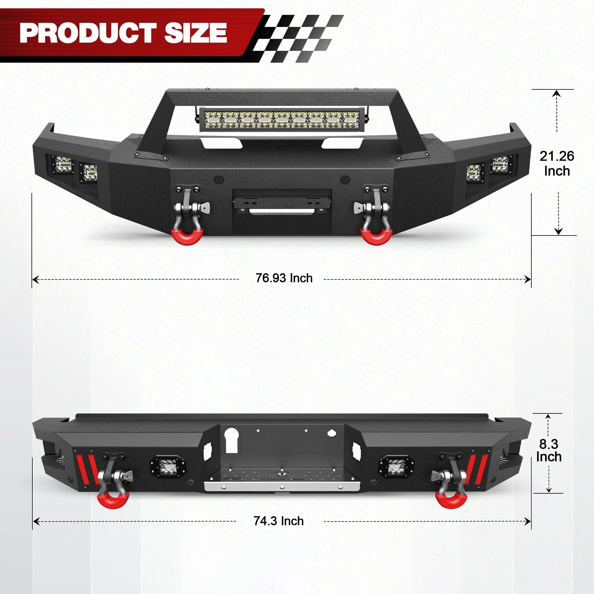 Longsun 2021-2024 Ford F150 Bumper Set w/ Winch Plate - Excludes Lighting EV & Raptor
