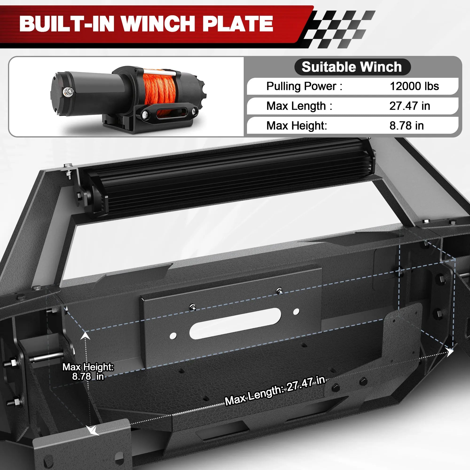 Longsun Front Bumper Offroad Bumper for 2015 2016 2017 Ford F150 Pickup Truck (Excluding Raptor & Ecoboost)