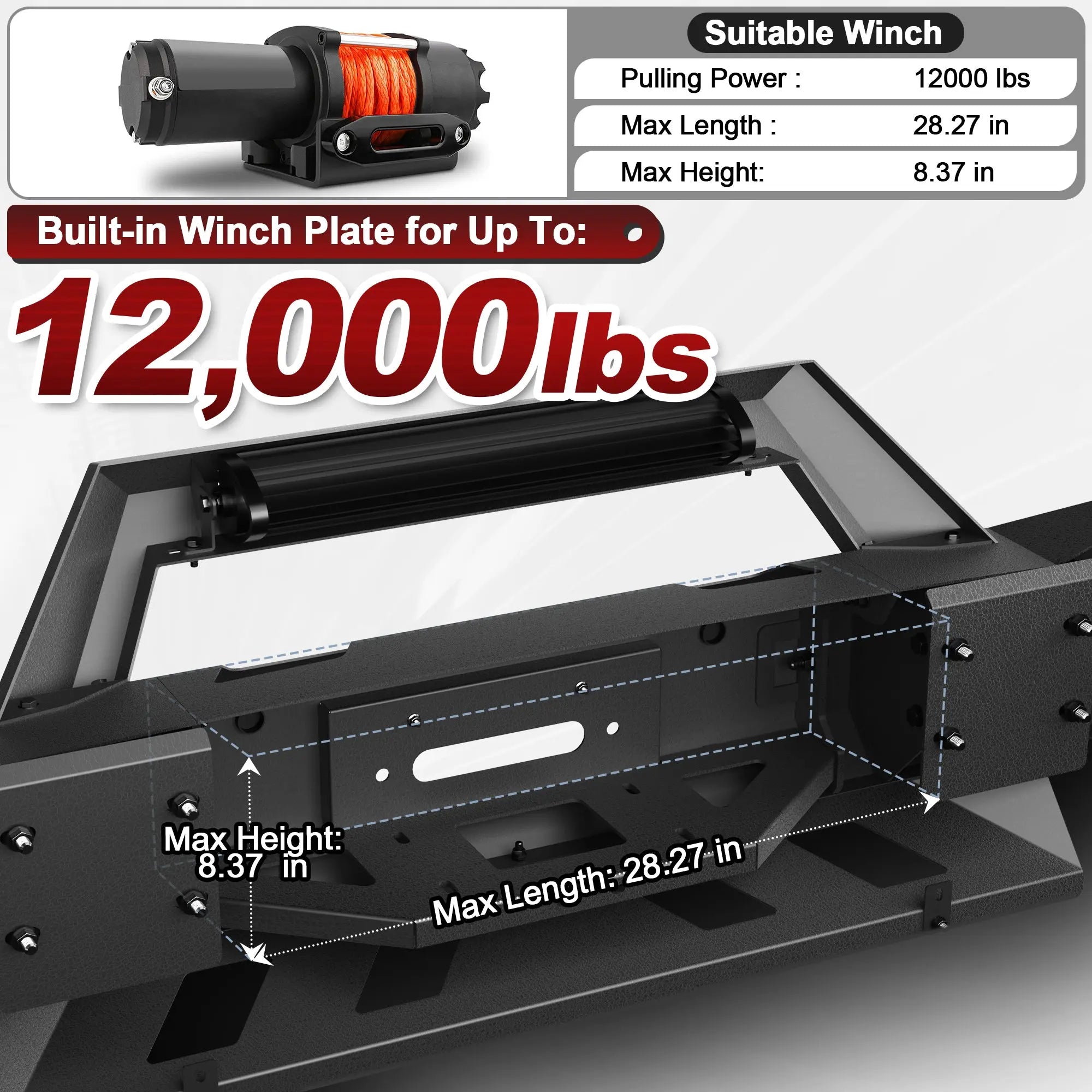 Longsun Ram 2500 Front Bumper for 2019 2020 2021 2022 2023 2024 2025 Ram 2500/3500 Pickup