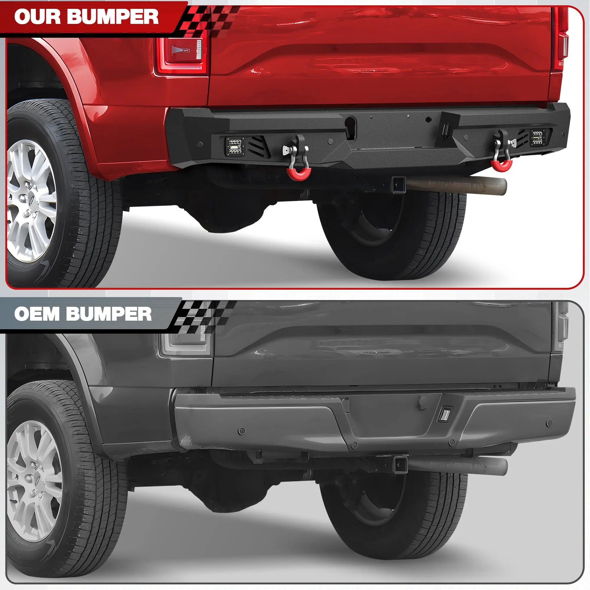 Longsun F150 Rear Bumper for 2015-2025 Ford F150 Pickup (Excluding Raptor & Ecoboost)