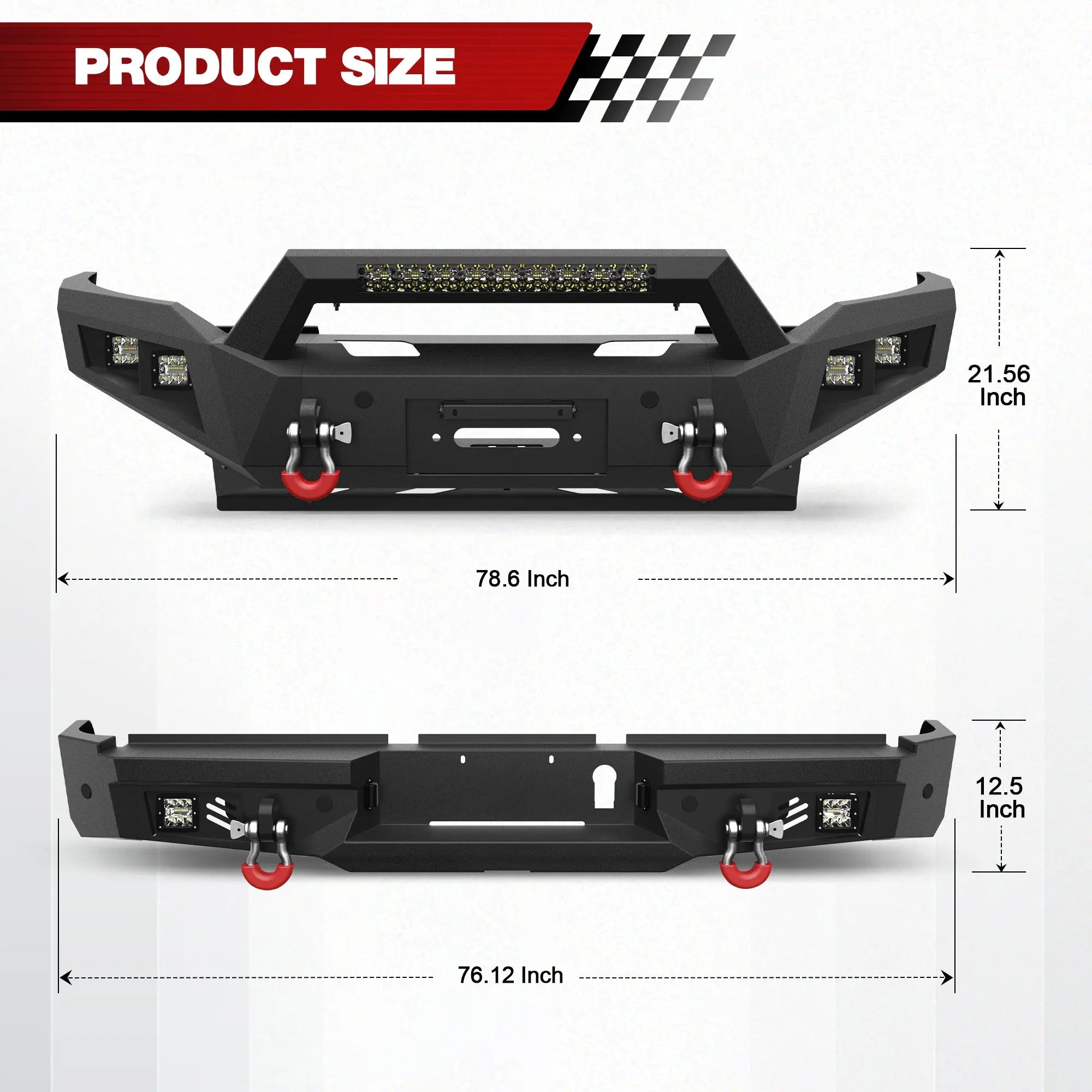 Longsun Ram Front & Rear Bumper for 2019 2020 2021 2022 2023 2024 2025 2026 Ram 2500 & 3500