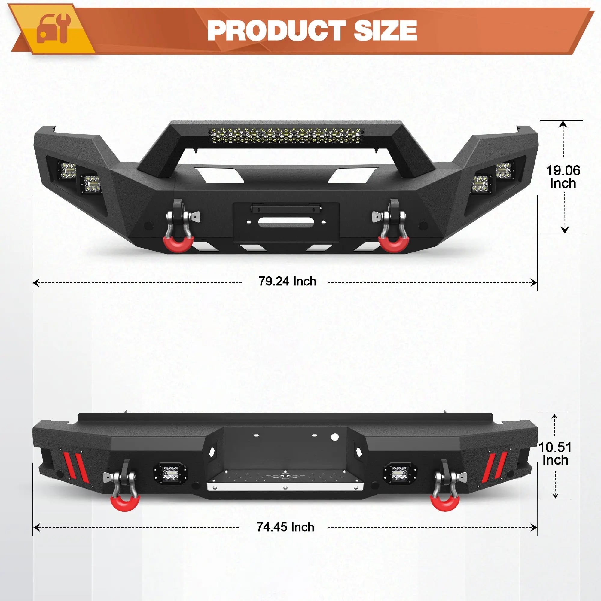 Longsun F250 Front and Rear Bumper Set for 2011-2016 Ford F250/F350/F450 Truck
