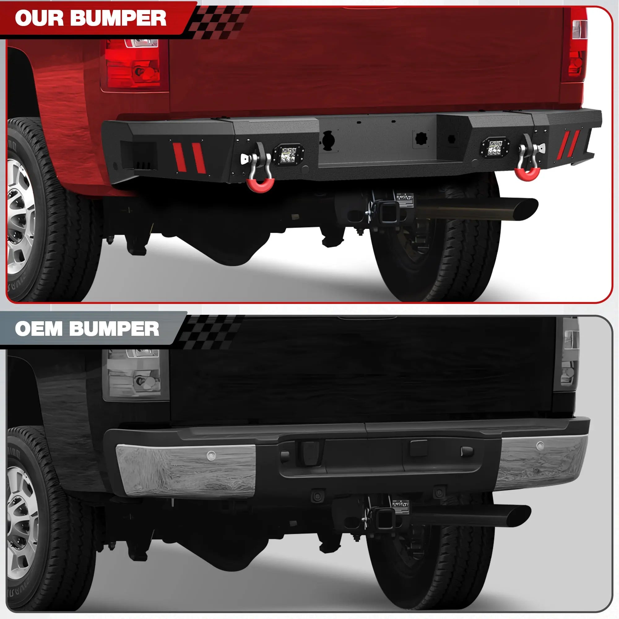 Longsun Sierra 2500/3500 HD Rear Bumper for 2011 2012 2013 2014 Chevy Silverado/GMC Sierra 2500/3500 HD