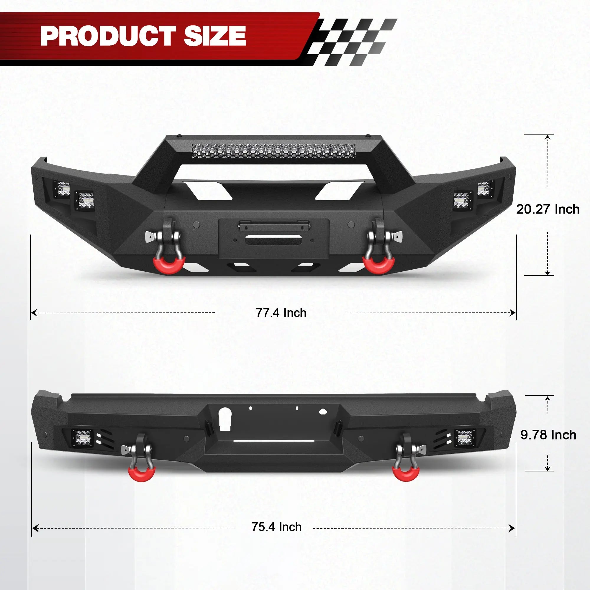 Longsun F150 Front and Rear Bumper for 2015 2016 2017 Ford F150 (Excluding Raptor and Ecoboost)