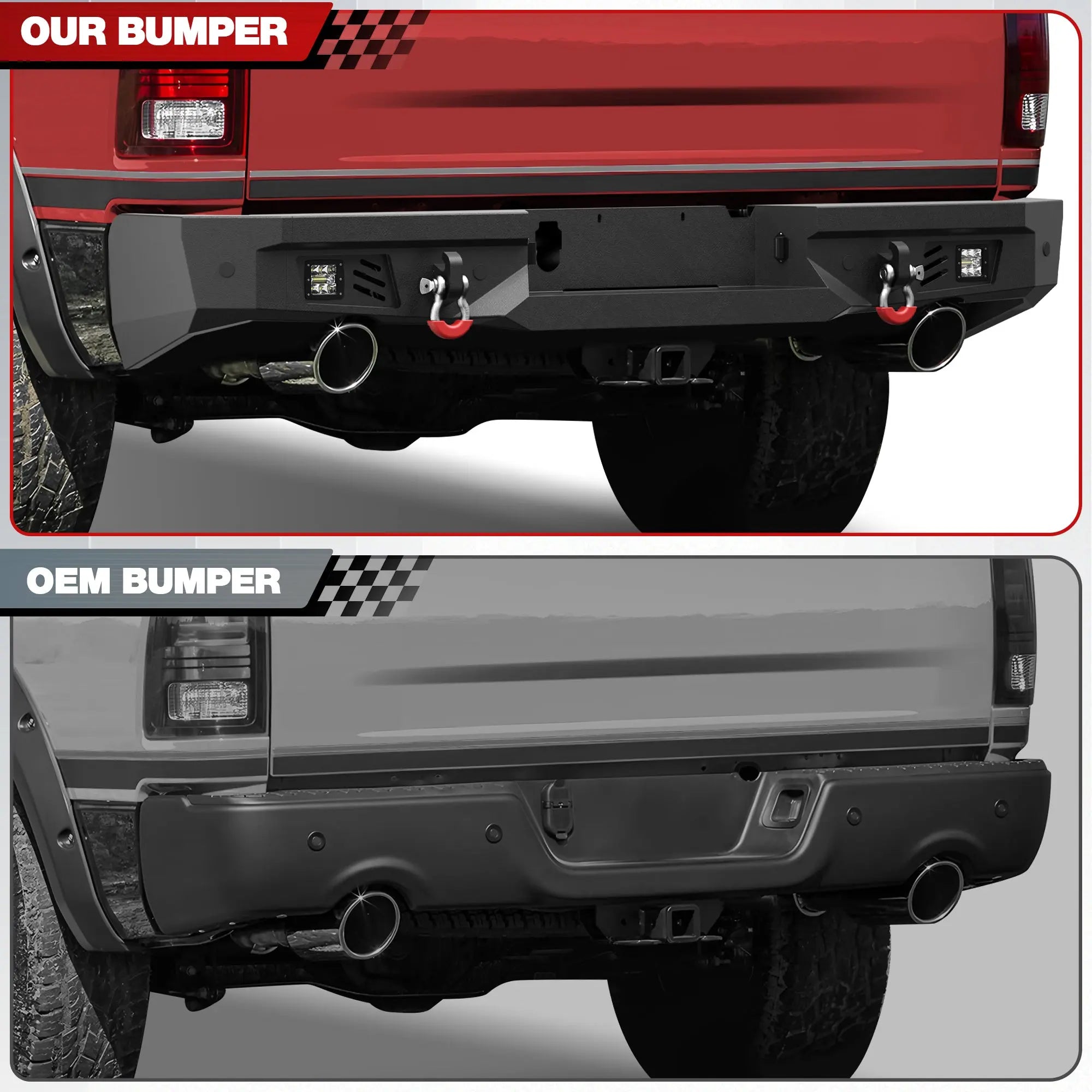 Longsun Ram 1500 Rebel Rear Bumper for 2015-2018 Ram 1500 Rebel Only
