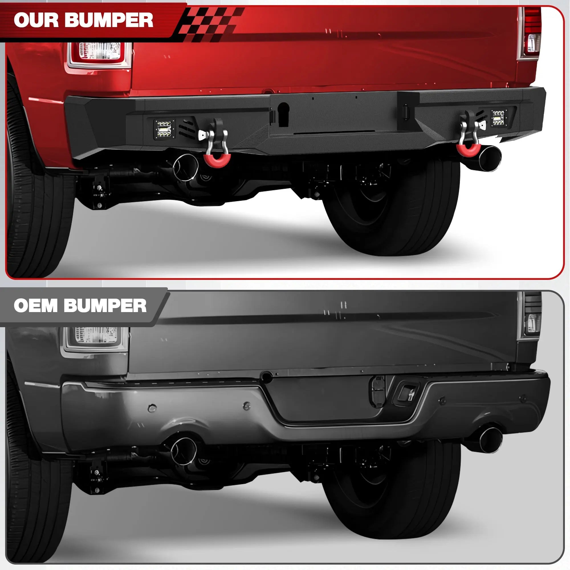 Longsun Ram 1500 Rear Bumper for 2009-2018 Ram 1500 Pickup and 2019-2025 Ram 1500 Classic Only
