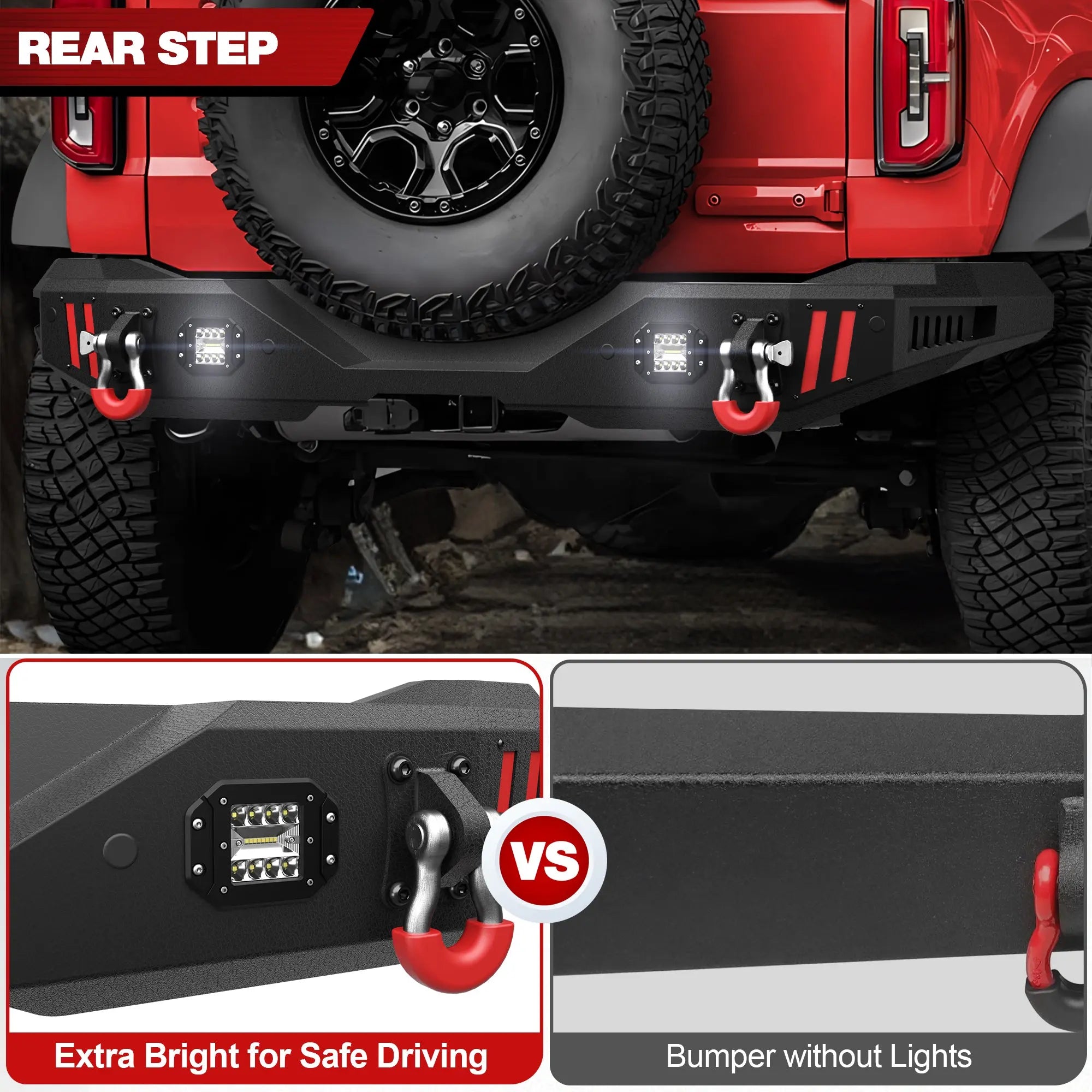 Longsun Bronco Rear Bumper Compatible with Ford Bronco 2021 2022 2023 2024 2025