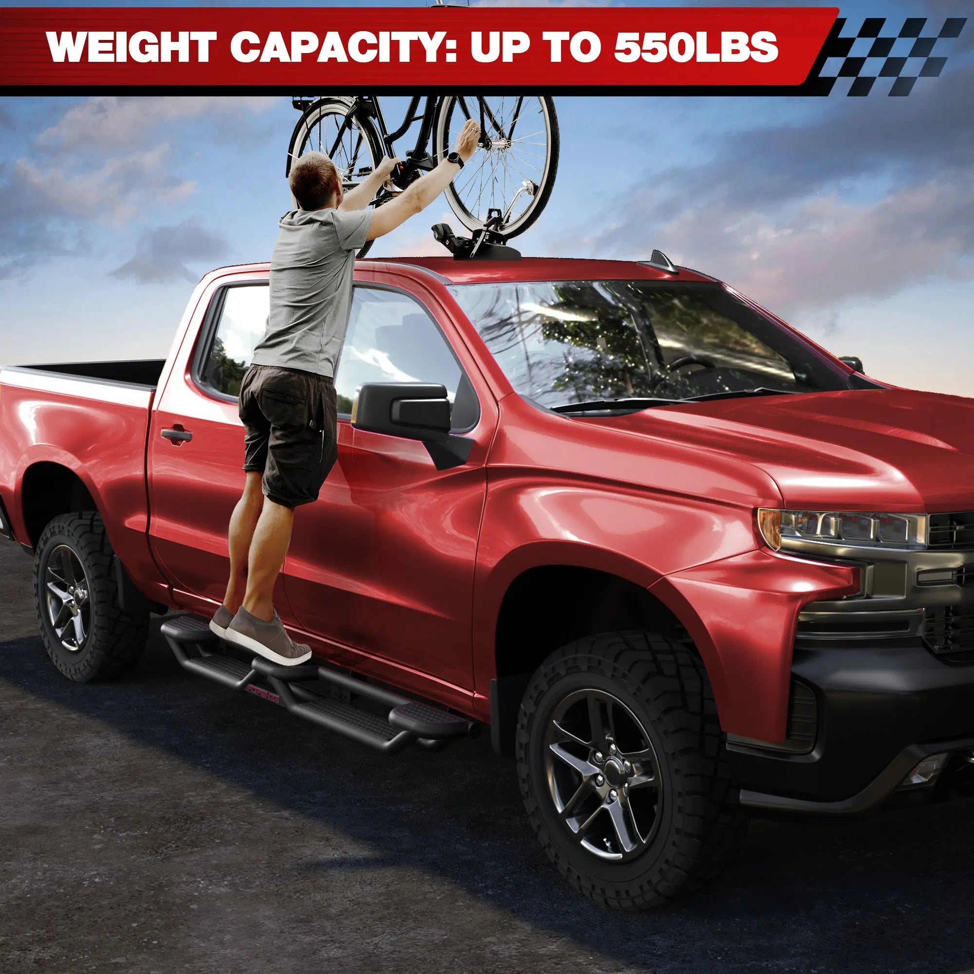 Running Boards for 2007–2018 Chevy Silverado GMC Sierra 1500 & 2007–2019 2500HD 3500HD Crew Cab