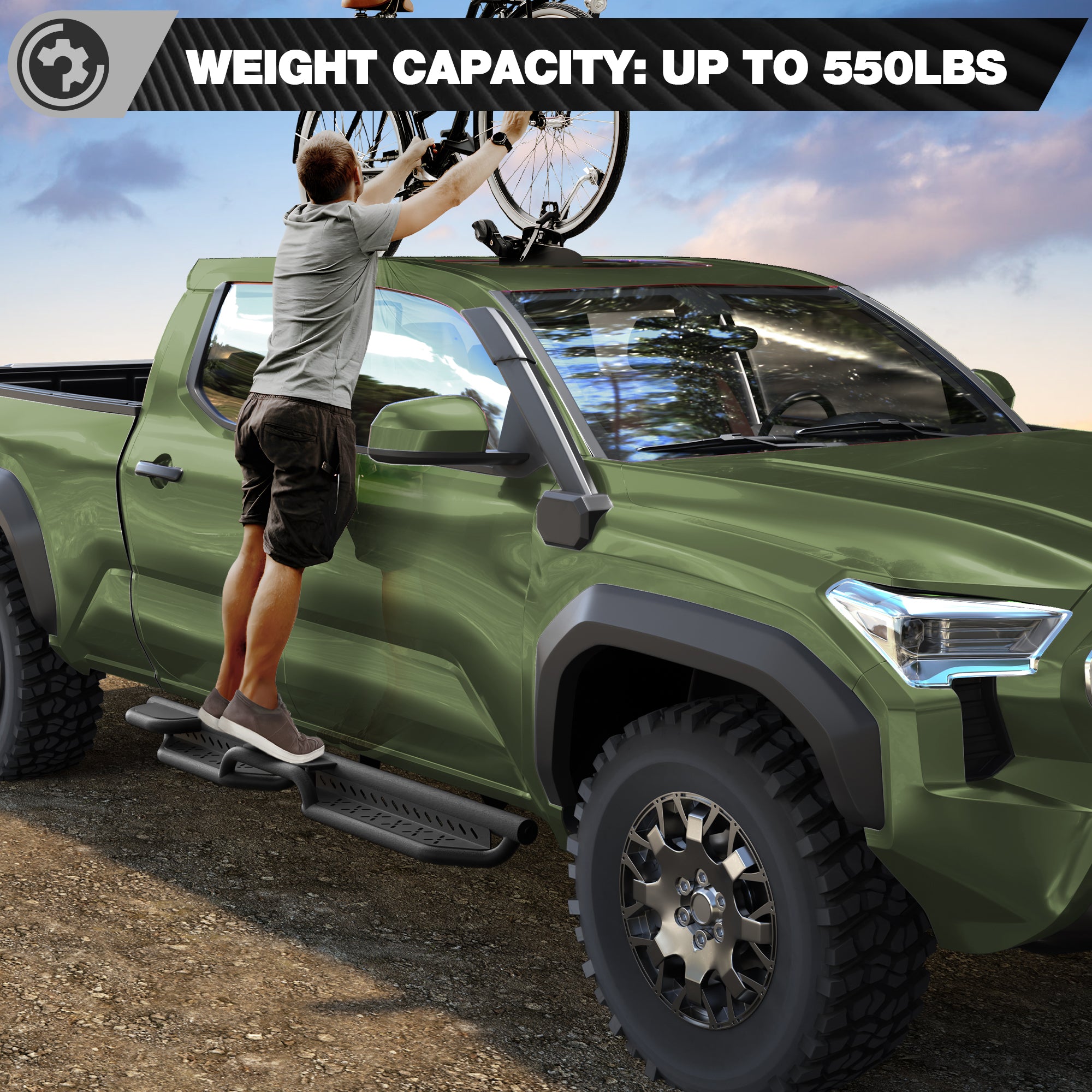 Tacoma Running Boards Side Steps for 2024-2026 Toyota Tacoma Double Cab (4 Full-Size Doors)