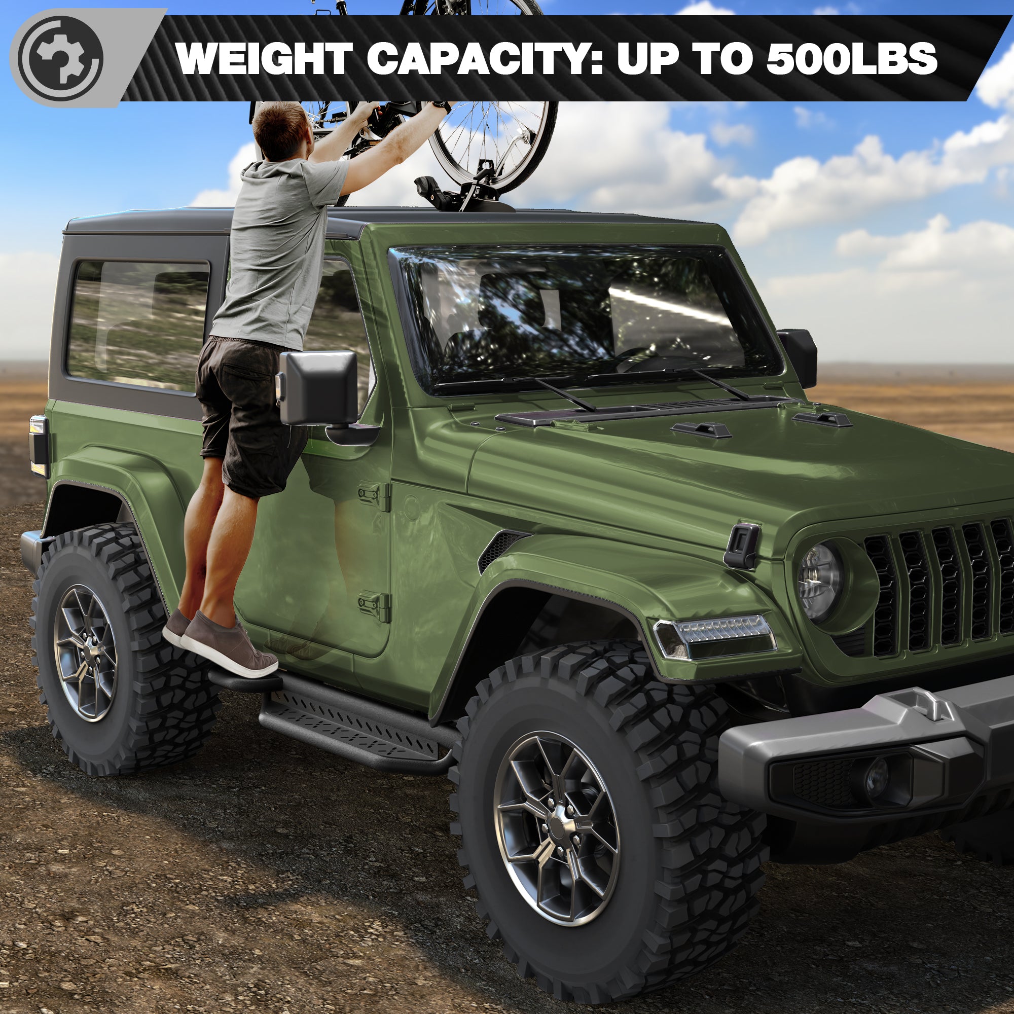 Jeep JL Running Boards Side Steps Fit for 2019-2025 Jeep Wrangler JL 2-Door