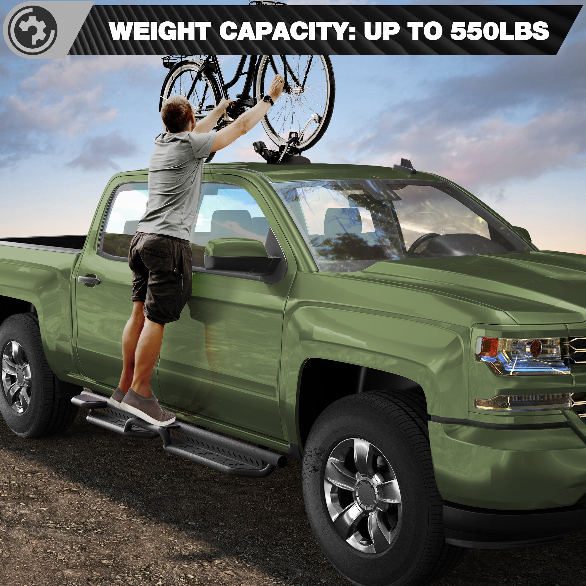 Running Boards for 07-18 Silverado & Sierra 1500, 07-19 2500HD/3500HD (4-Door), Not for Diesel