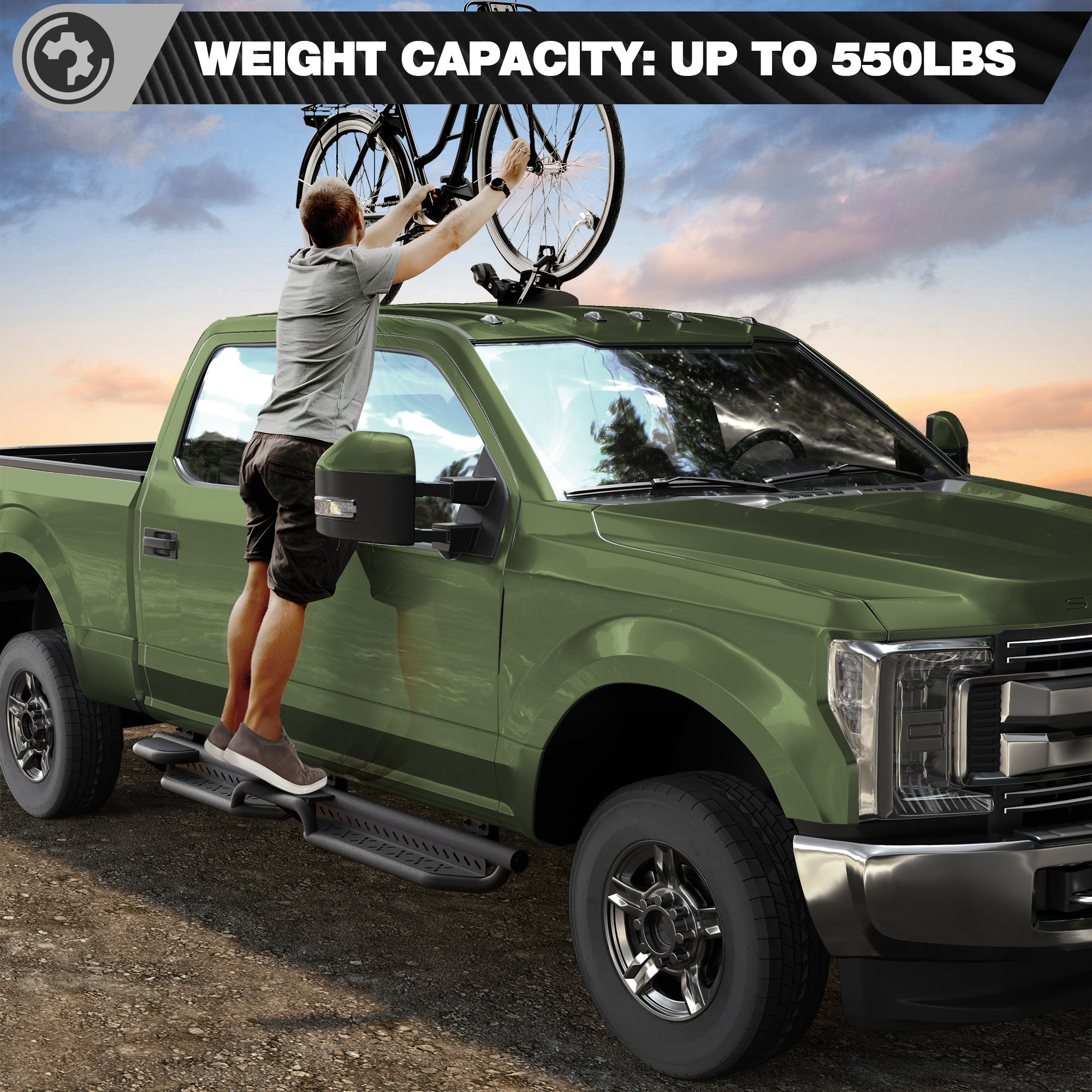 F250 Running Boards Side Steps Compatible for 1999-2016 Ford F250 SuperCrew (4 Door)