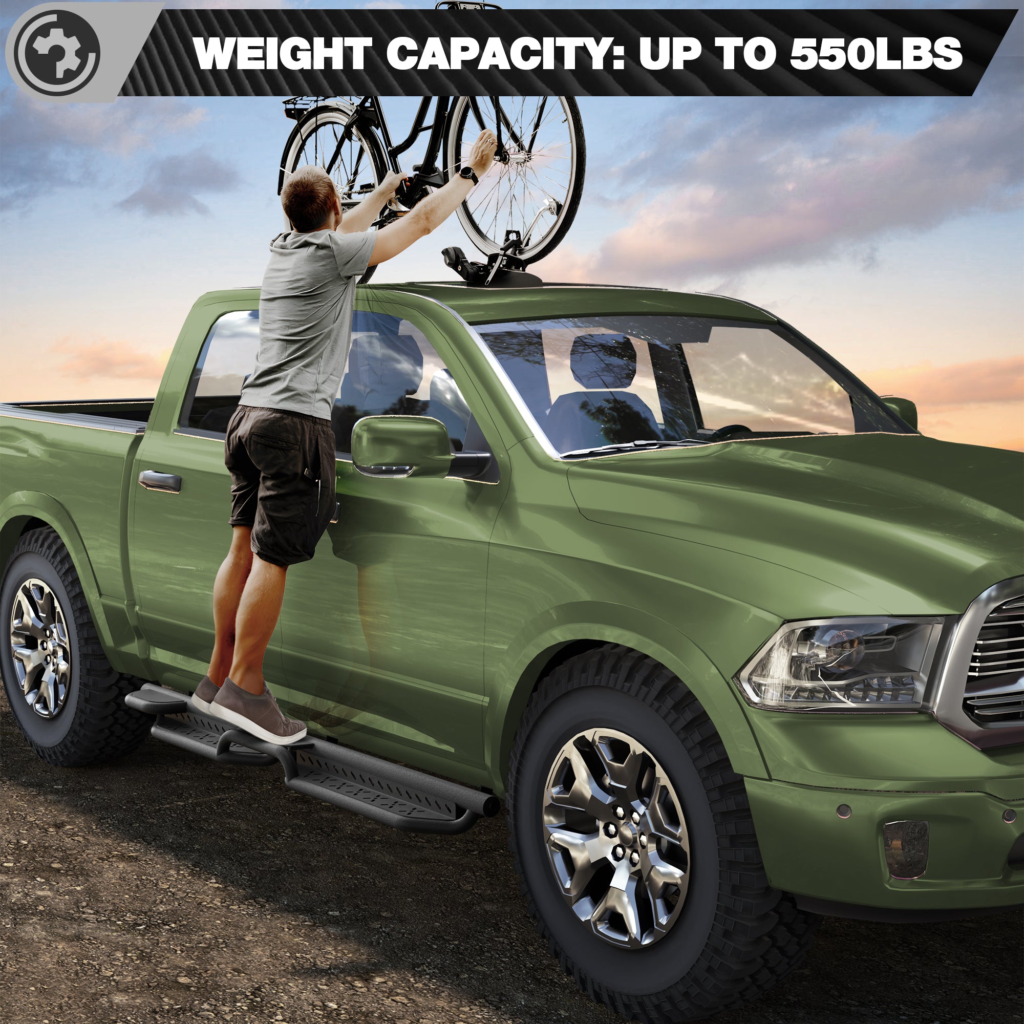 Running Boards Side Steps Compatible with 2009-2018 Dodge Ram 1500 (Including 2019-2025 Classic), 2010-2025 Ram 2500/3500 Crew Cab