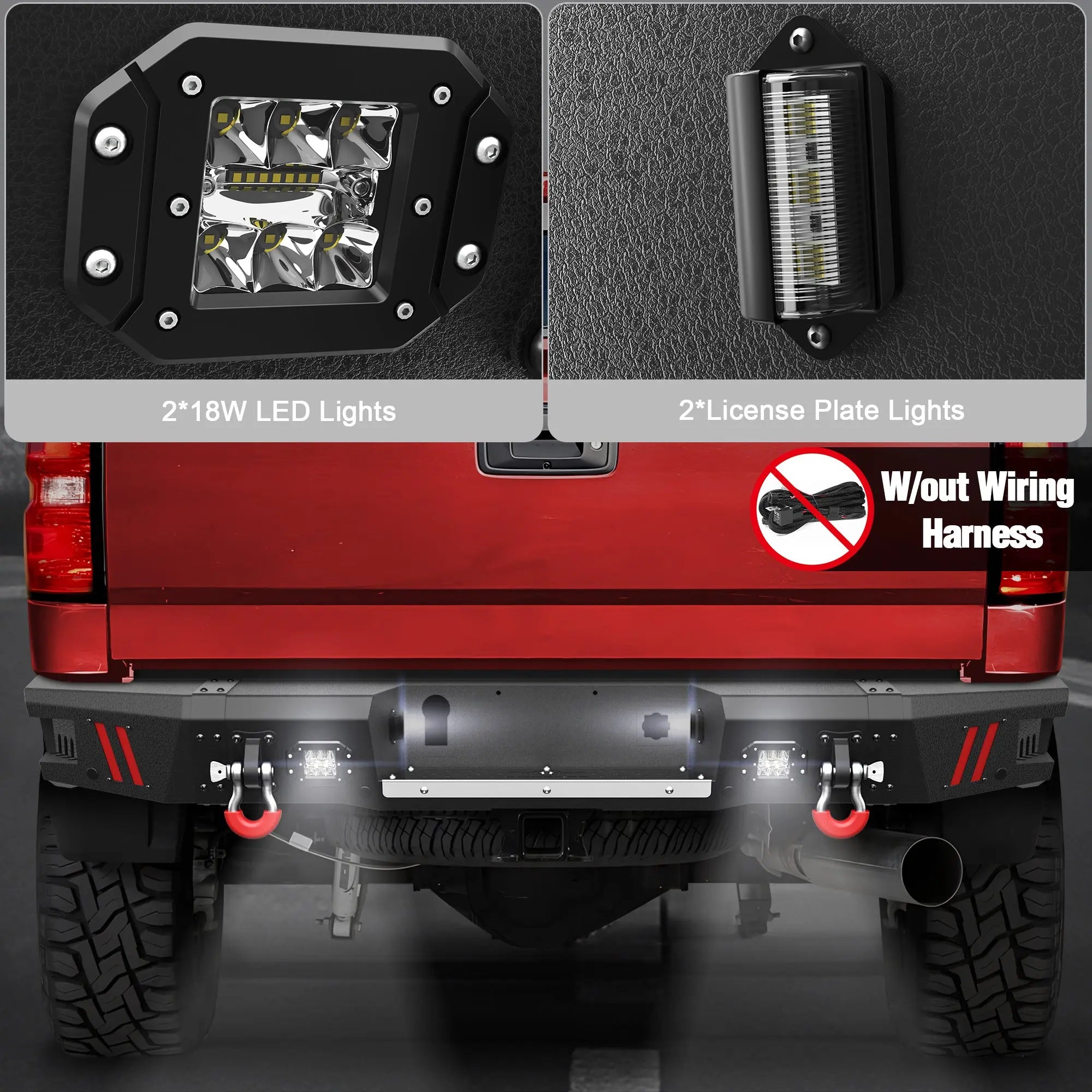 Longsun 2015-2019 Chevy Silverado/ GMC Sierra 2500 Bumper with Winch Plate & Bright LED Lights