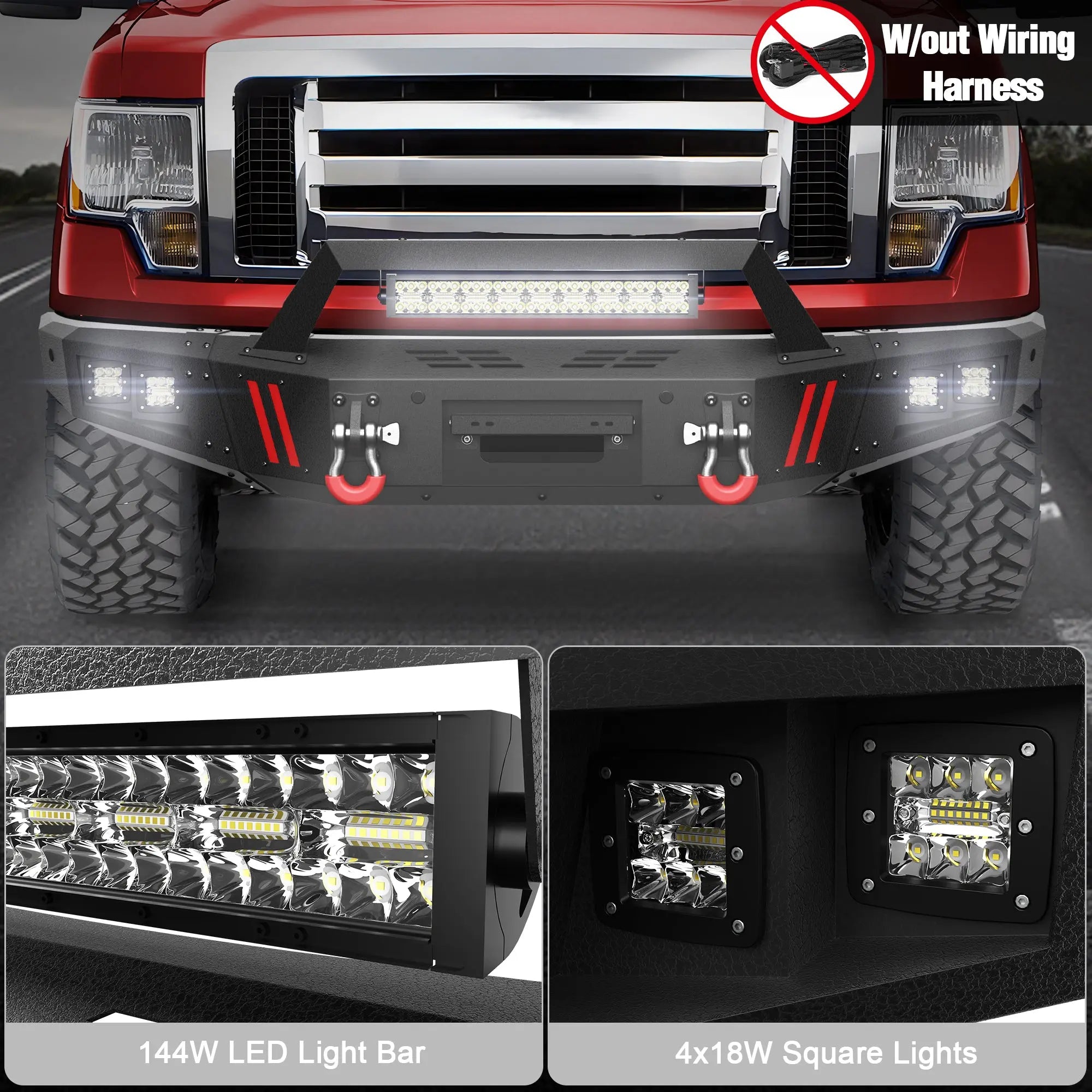 Longsun F150 Full Width Front Bumper with Winch Plate for 2009-2014 Ford F-150 (Excluding Raptor)