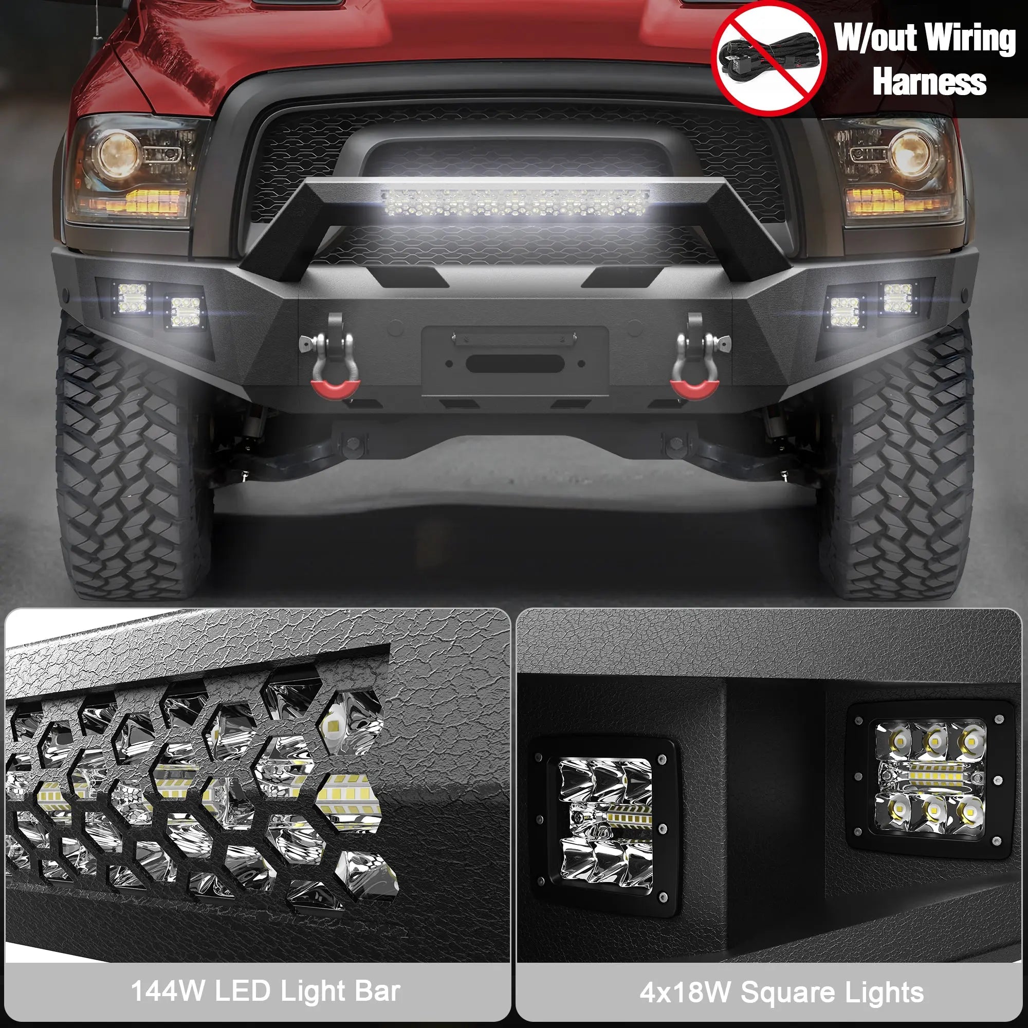 Longsun Ram 1500 Rebel Front Bumper for 2015-2018 Ram 1500 Rebel Only