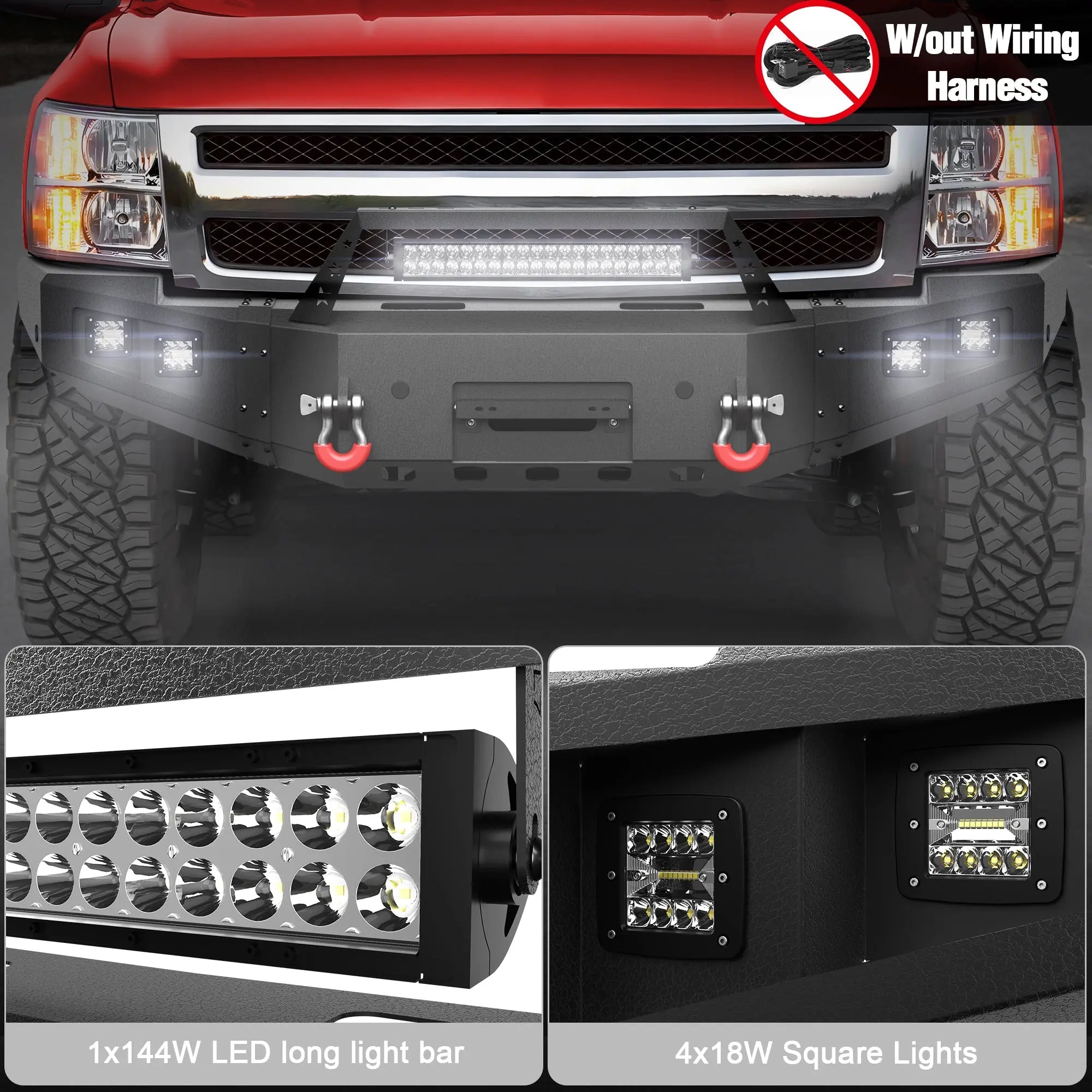 Longsun Silverado 1500 Front Bumper for 2007 2008 2009 2010 2011 2012 2013 Chevy Silverado 1500 Pickup