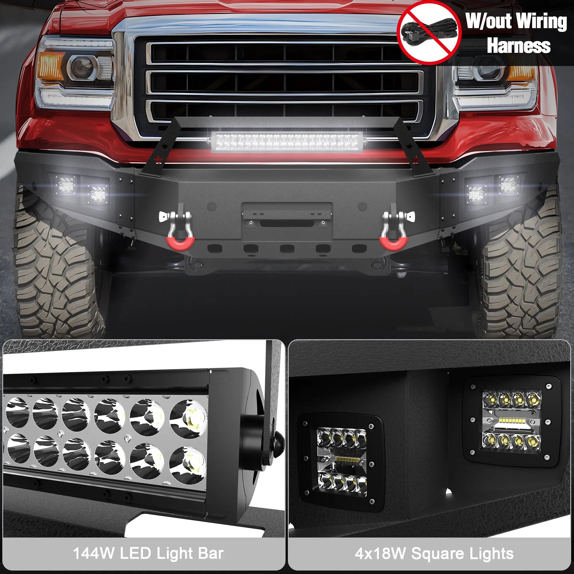 Longsun Sierra 1500 Steel Truck Front Bumper for 2014 2015 GMC Sierra 1500 w/Winch Plate