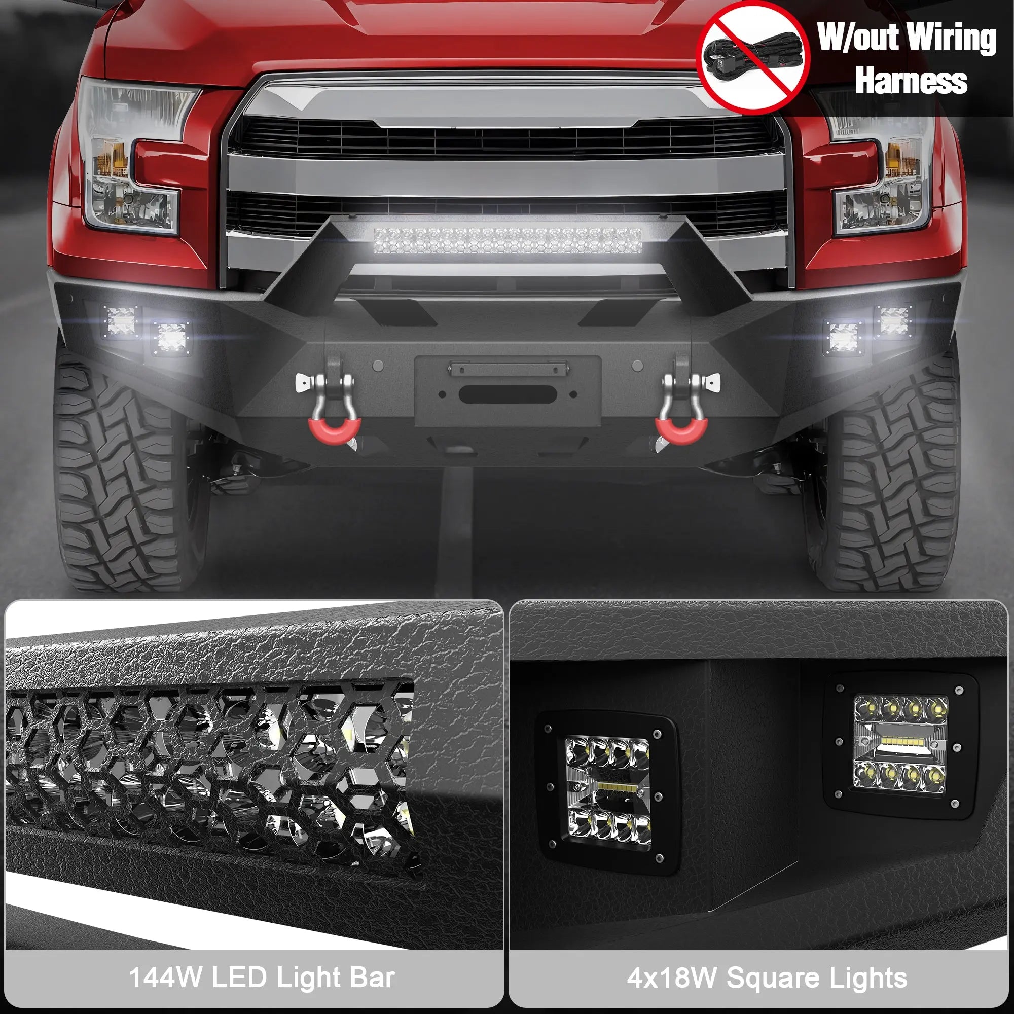 Longsun Front Bumper Offroad Bumper for 2015 2016 2017 Ford F150 Pickup Truck (Excluding Raptor & Ecoboost)