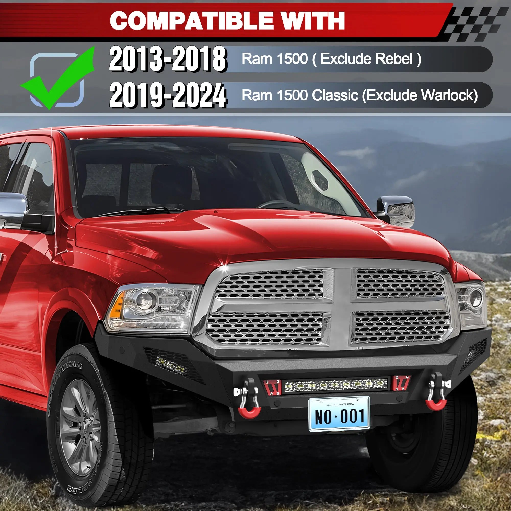 Ram 1500 Front Bumper and Rear Bumper Set for 2013–2018 Ram 1500 & 2019–2024 Ram 1500 Classic